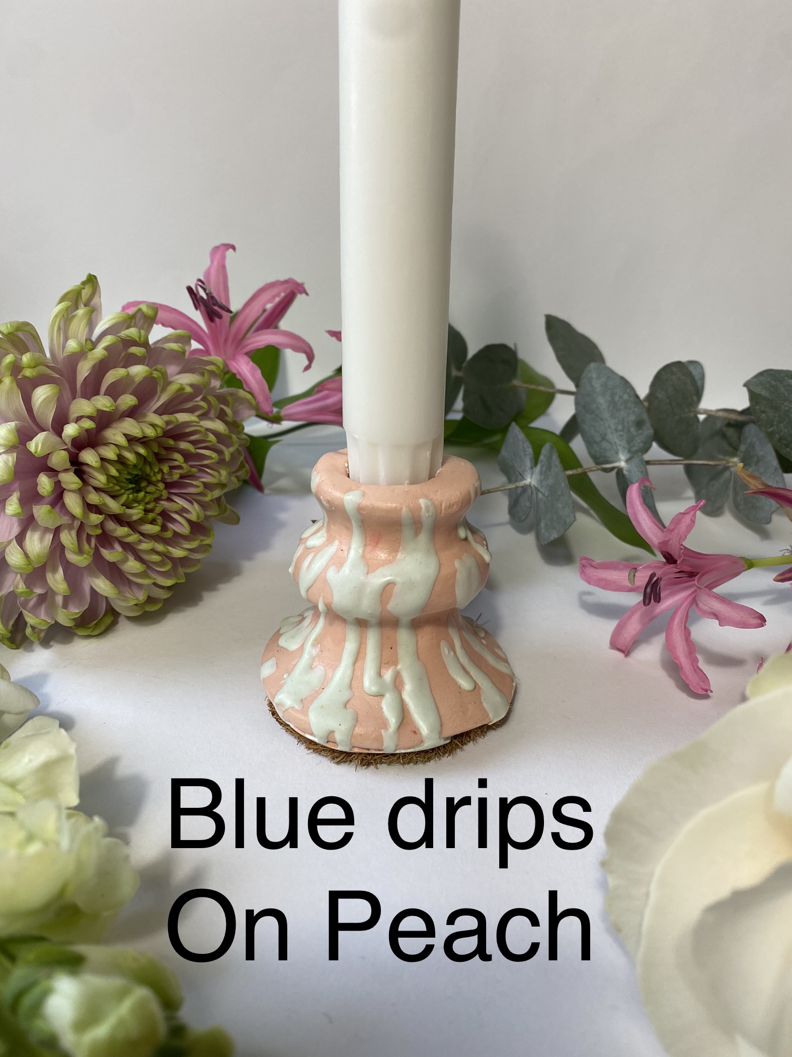Nobbly candle holder for a tapered candle- in various colours & patterns