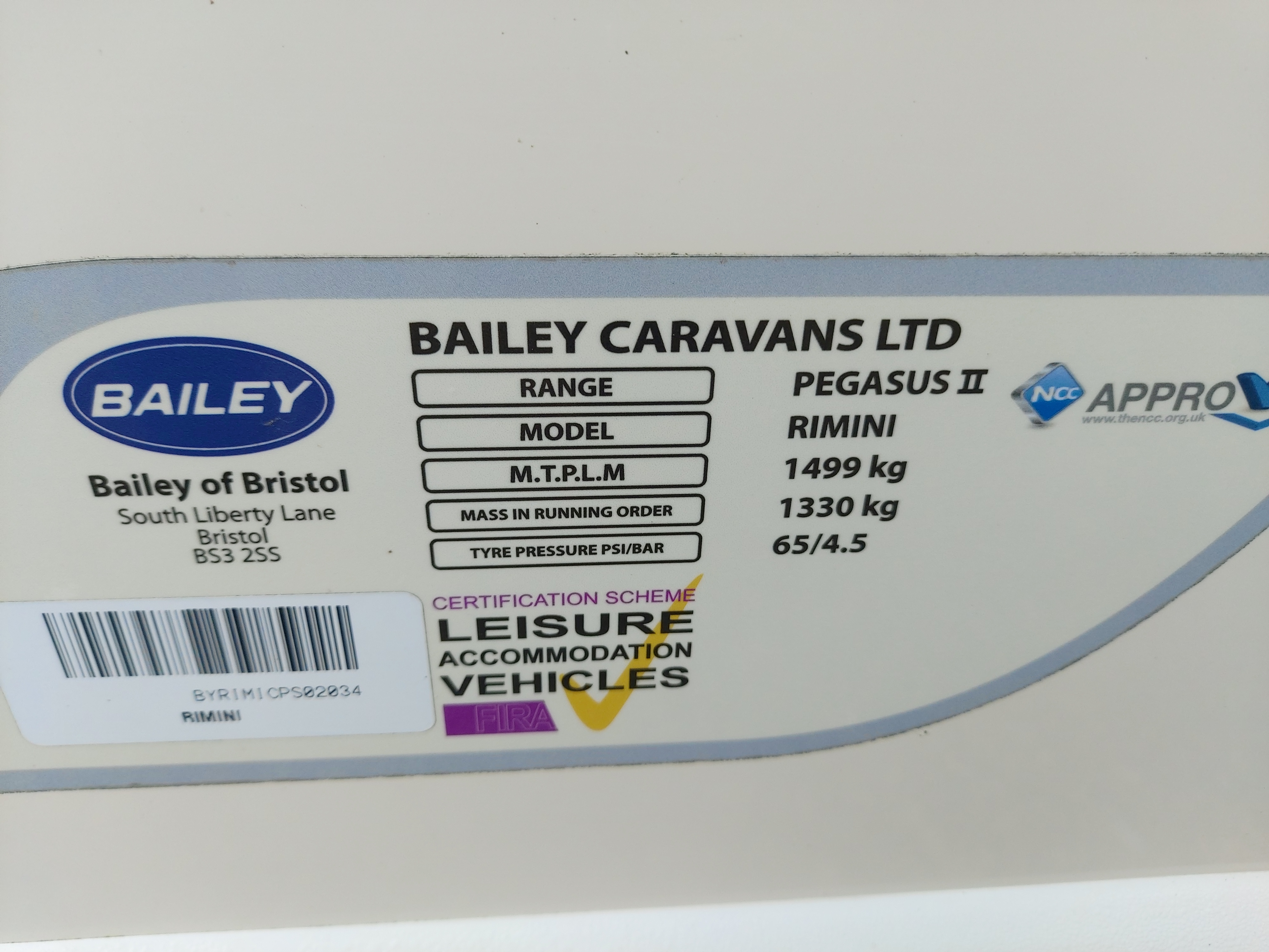 2012 Bailey Pegasus Rimini 4 Berth Fixed Single Beds E/Wroom Caravan Motor Mover