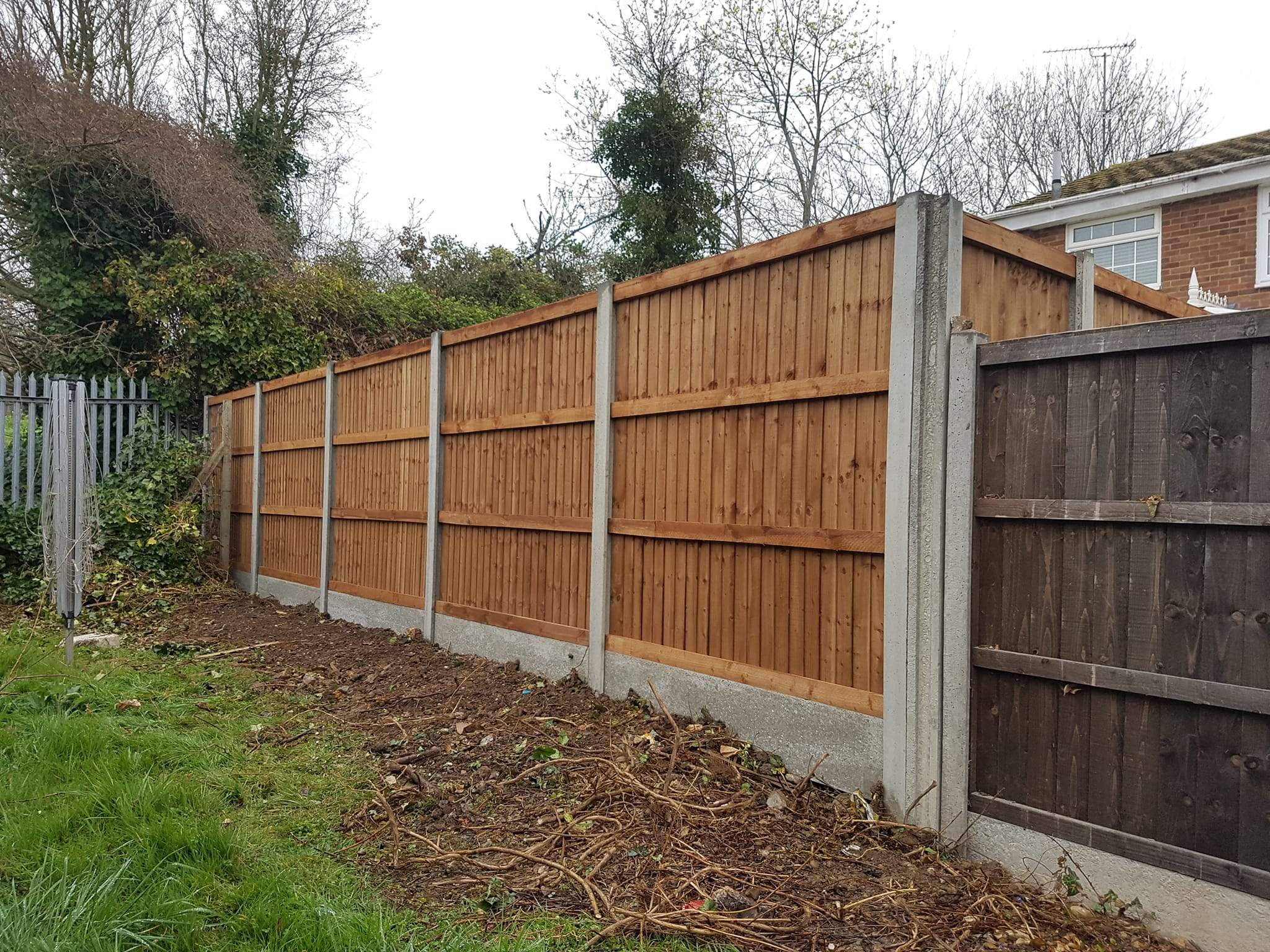 back view, fencing installed in Hoo