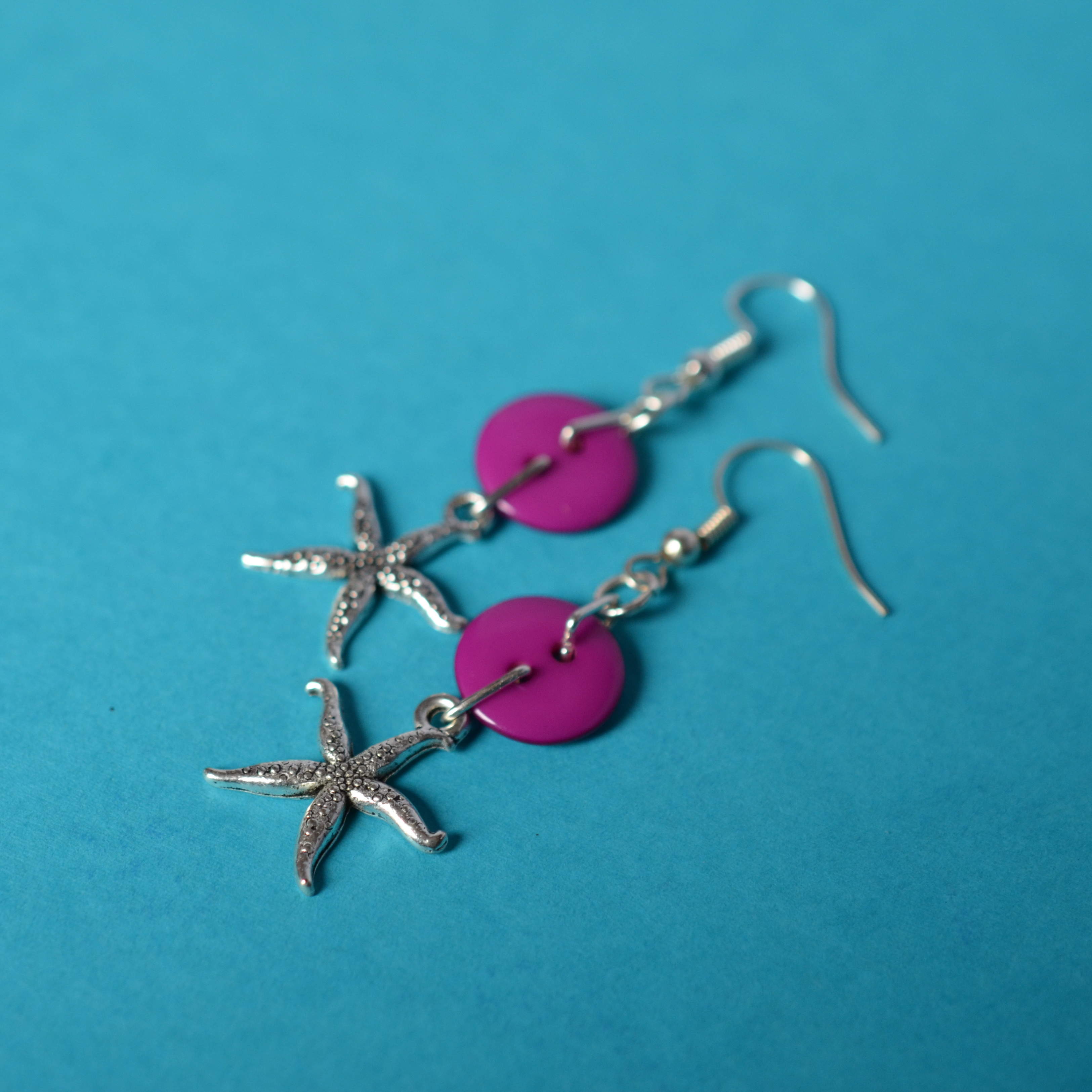 Starfish One Button Charm Earrings