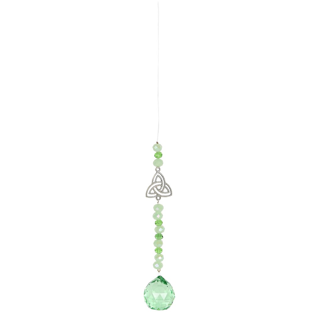 GREEN HANGING TRIQUETRA CRYSTAL