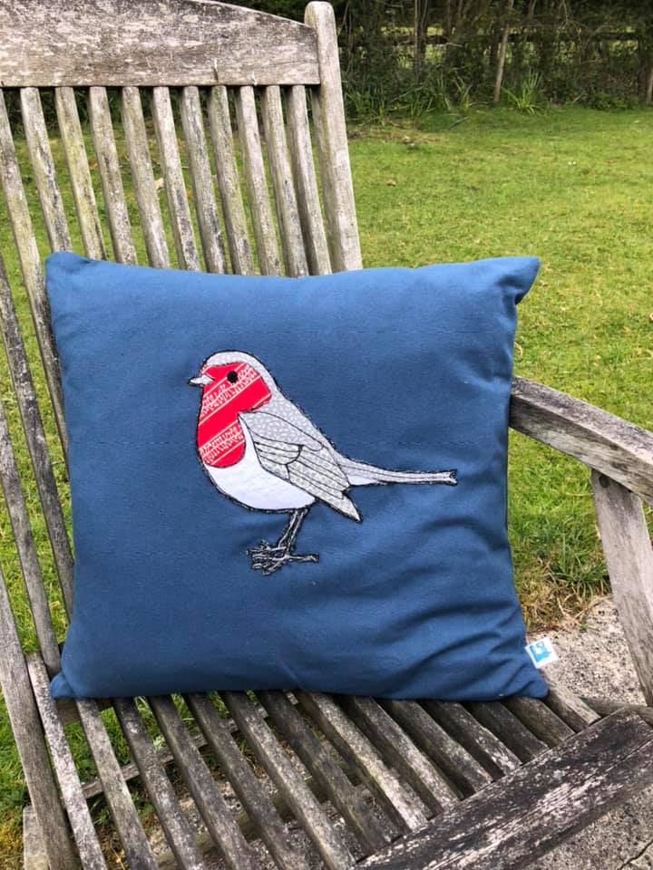 Cushion hand embellished. Various designs available. Custom commissions available.