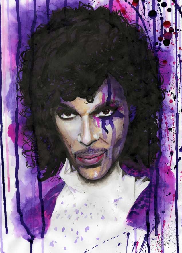 The late Prince raining in purple ink