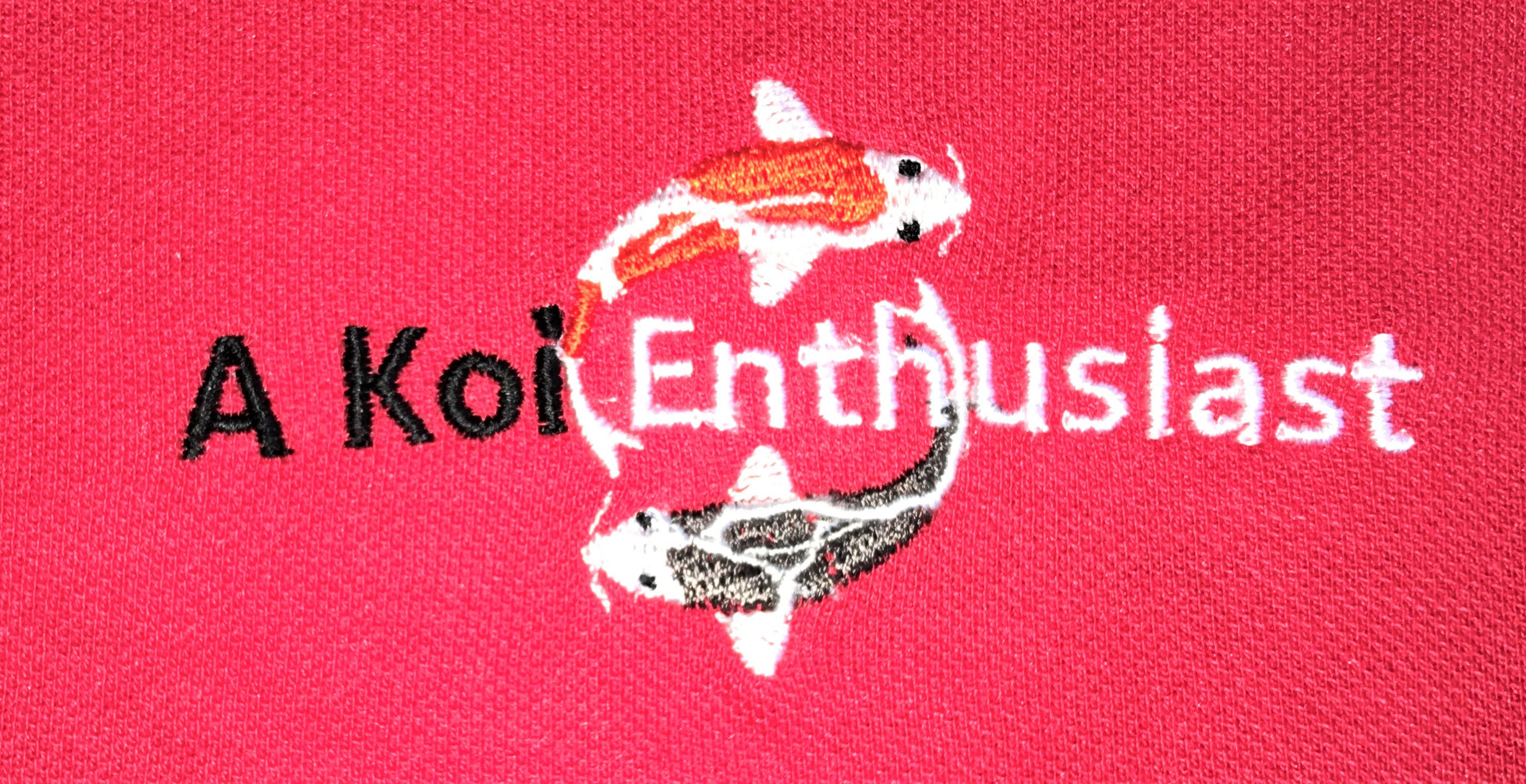 Red "A Koi Enthusiast" Embroidered Olympic Polo Shirt