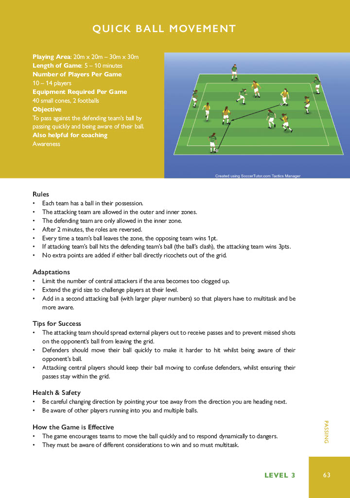 A passing game that incentivises passing with pace, movement and adapting to the opposition.