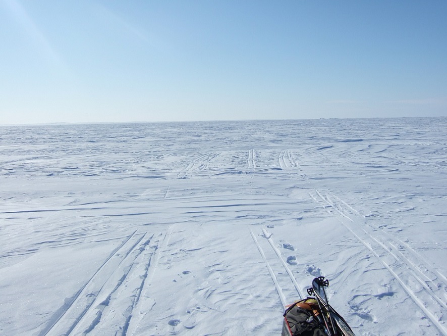 In the distance where our tracks stop, this is the exact spot of Magnetic North Pole you can view!