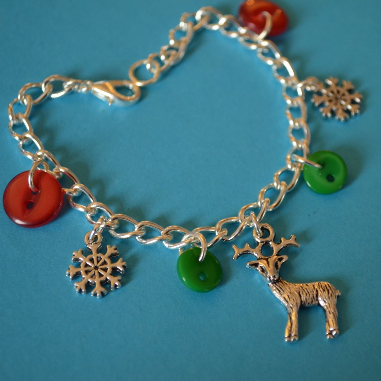 Reindeer Child’s Christmas Button Charm Bracelet