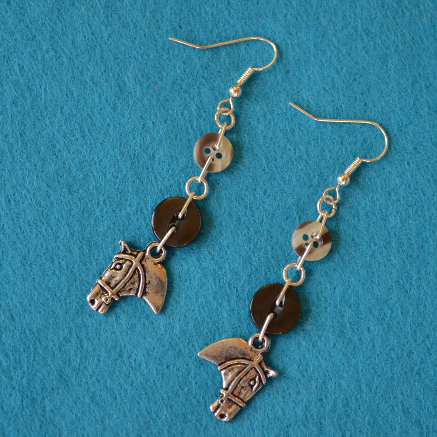 Horse Two Button Charm Earrings