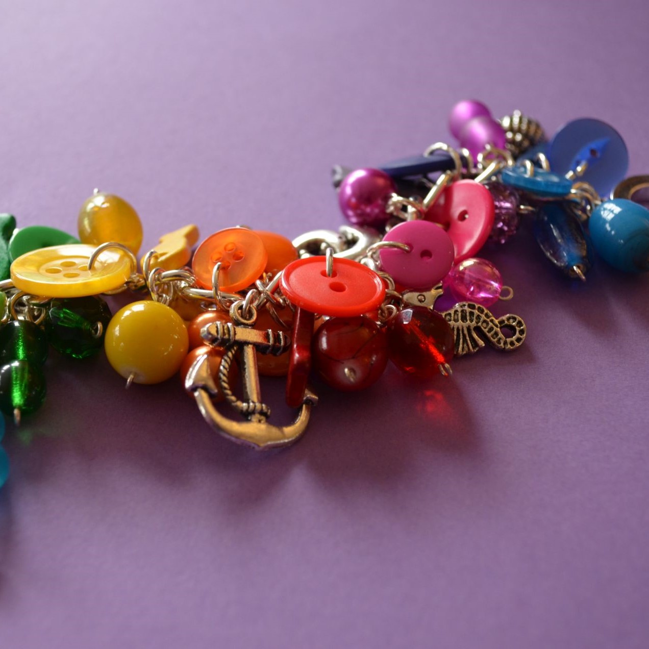 Button, Bead & Nautical themed Charm Bracelet
