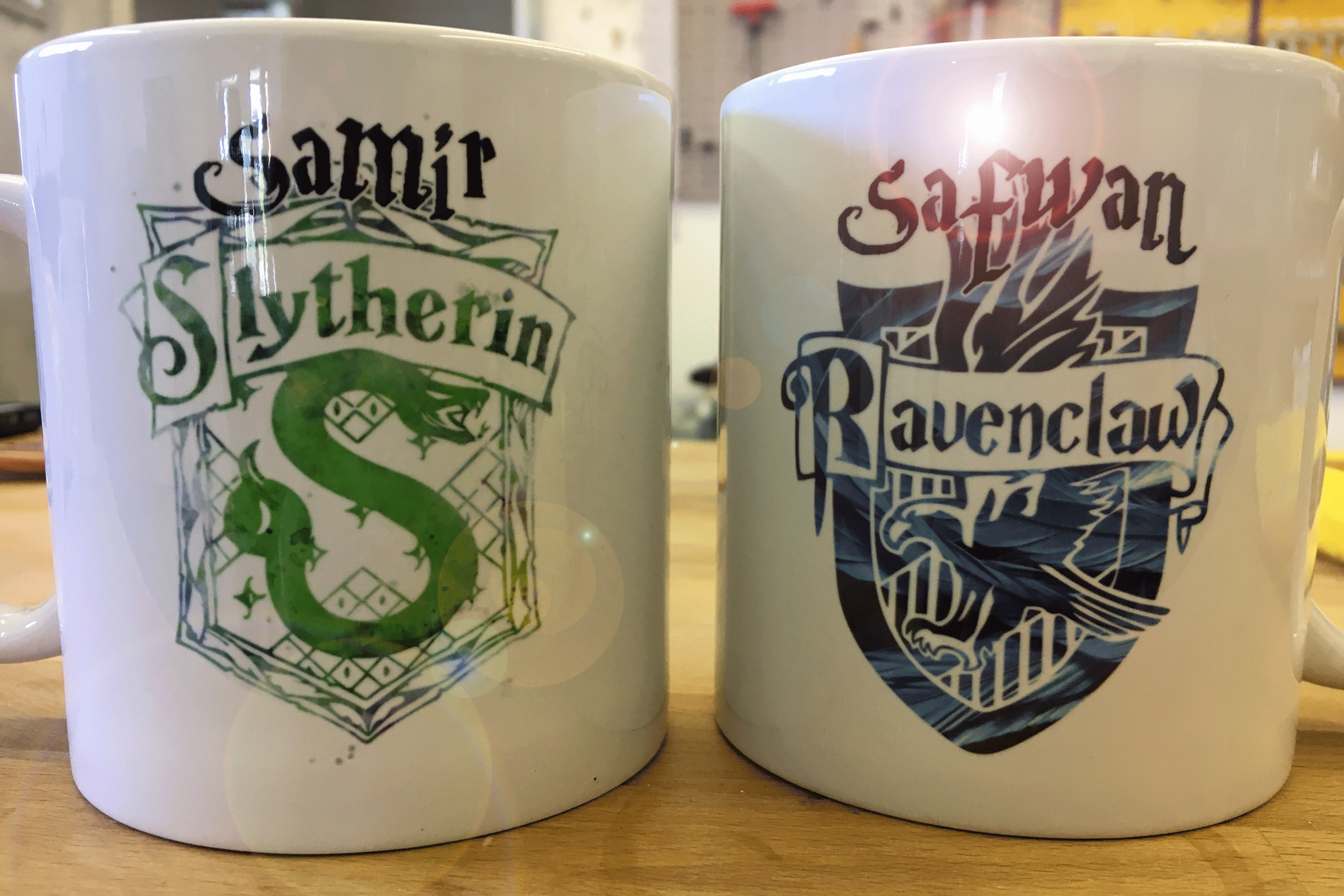 'Harry Potter' mugs - printed with the 'House Crest' and wizard's name