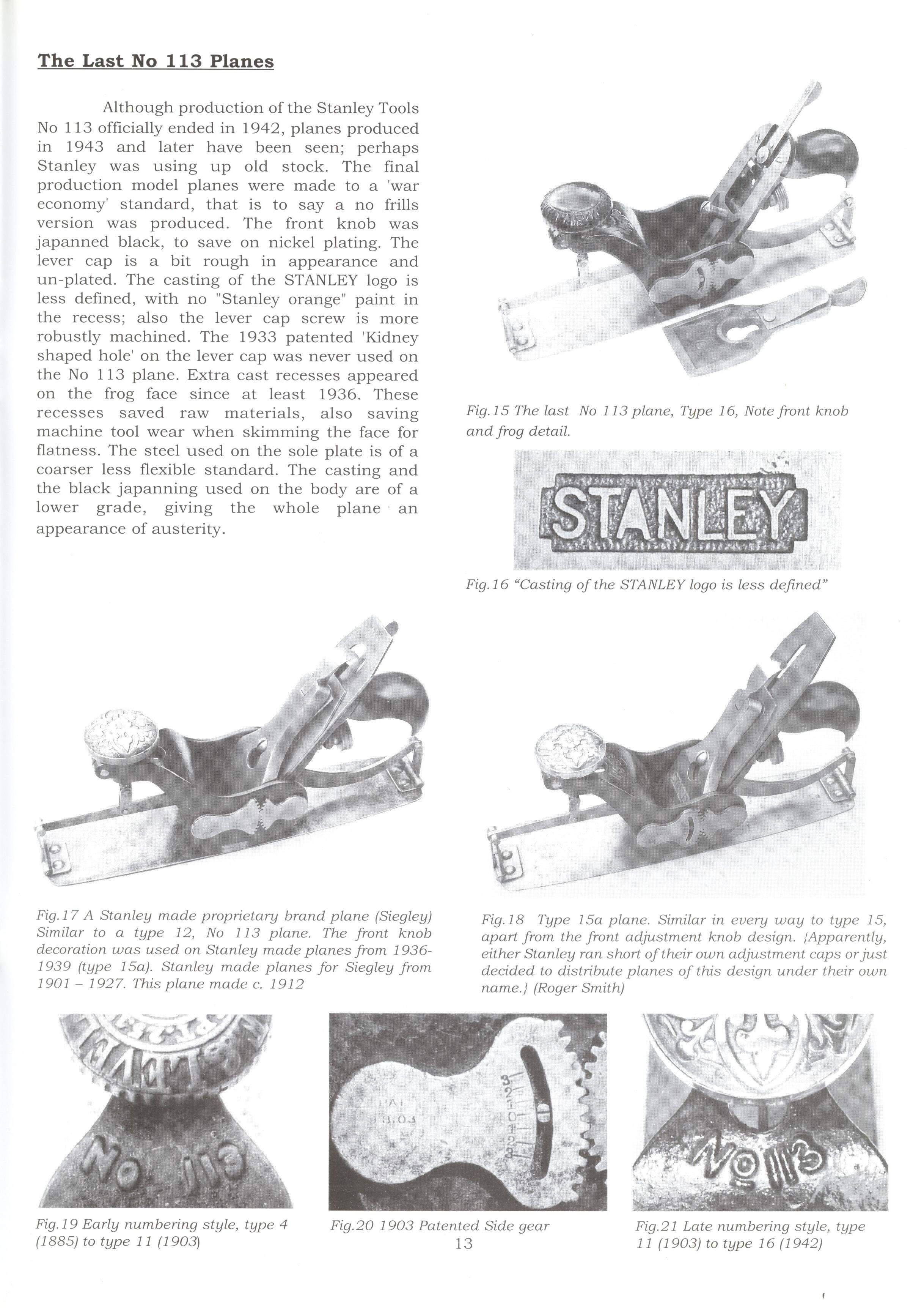 STANLEY No 113 Booklet