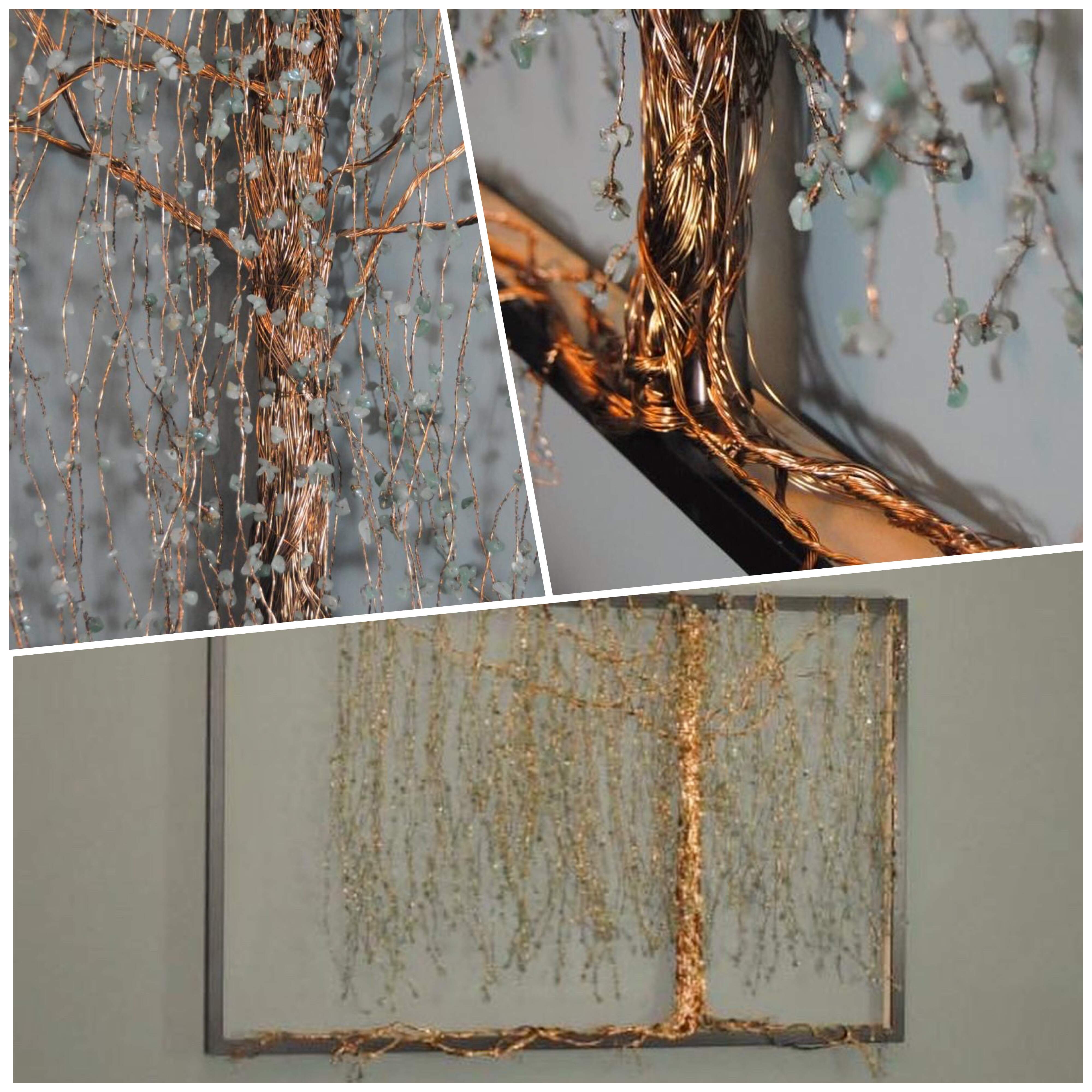 Willow tree made from antiaue bronze wire and aventurine gemstones