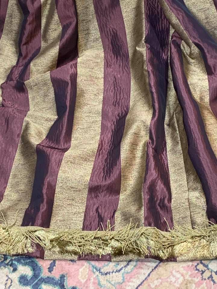 Purple/Gold Stripe Pinch Pleat Interlined Curtains W192 D226