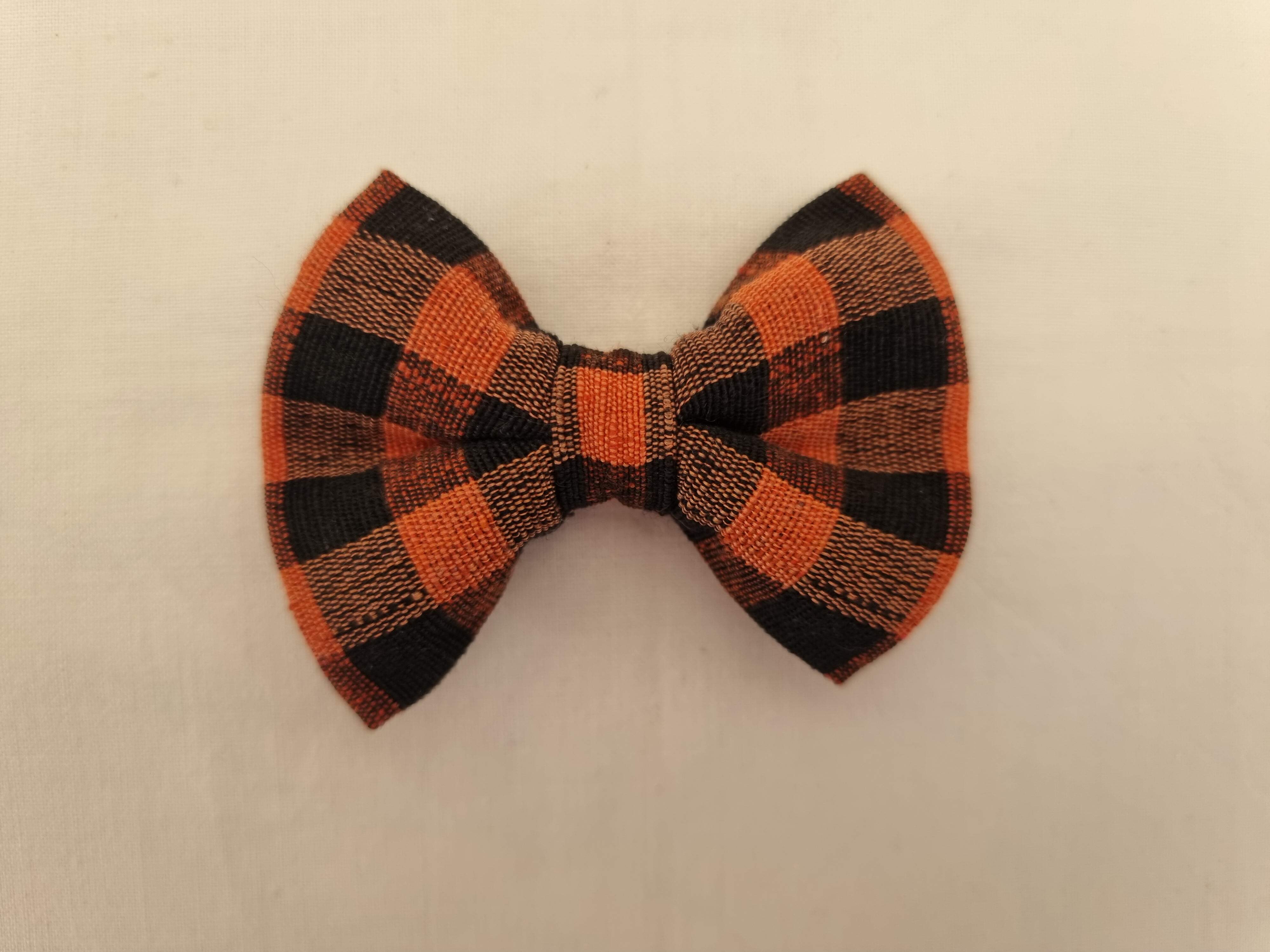 Orange Check Collar Bow-Tie