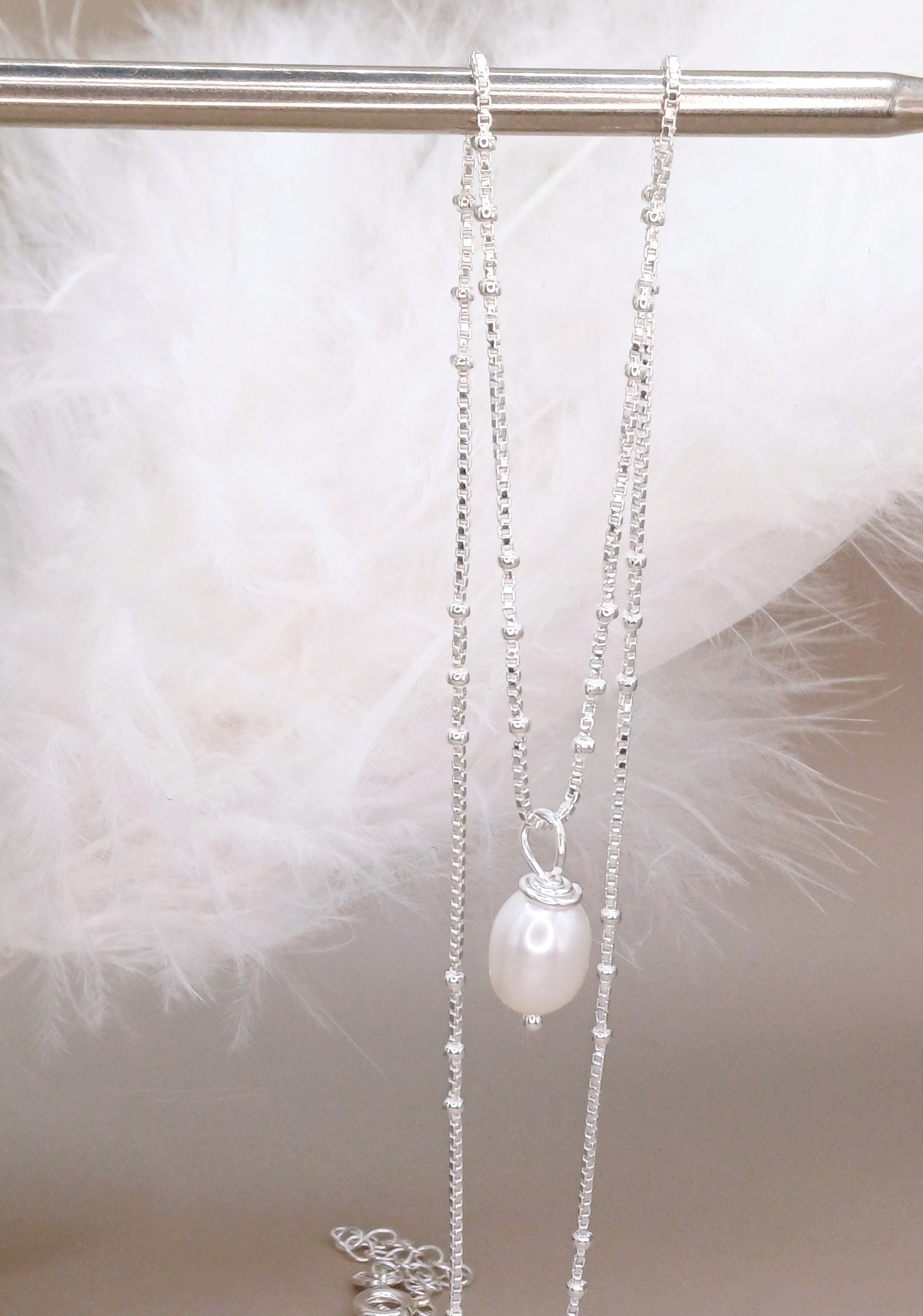 NECKLACES - Sterling Silver Dainty Pearl Necklace