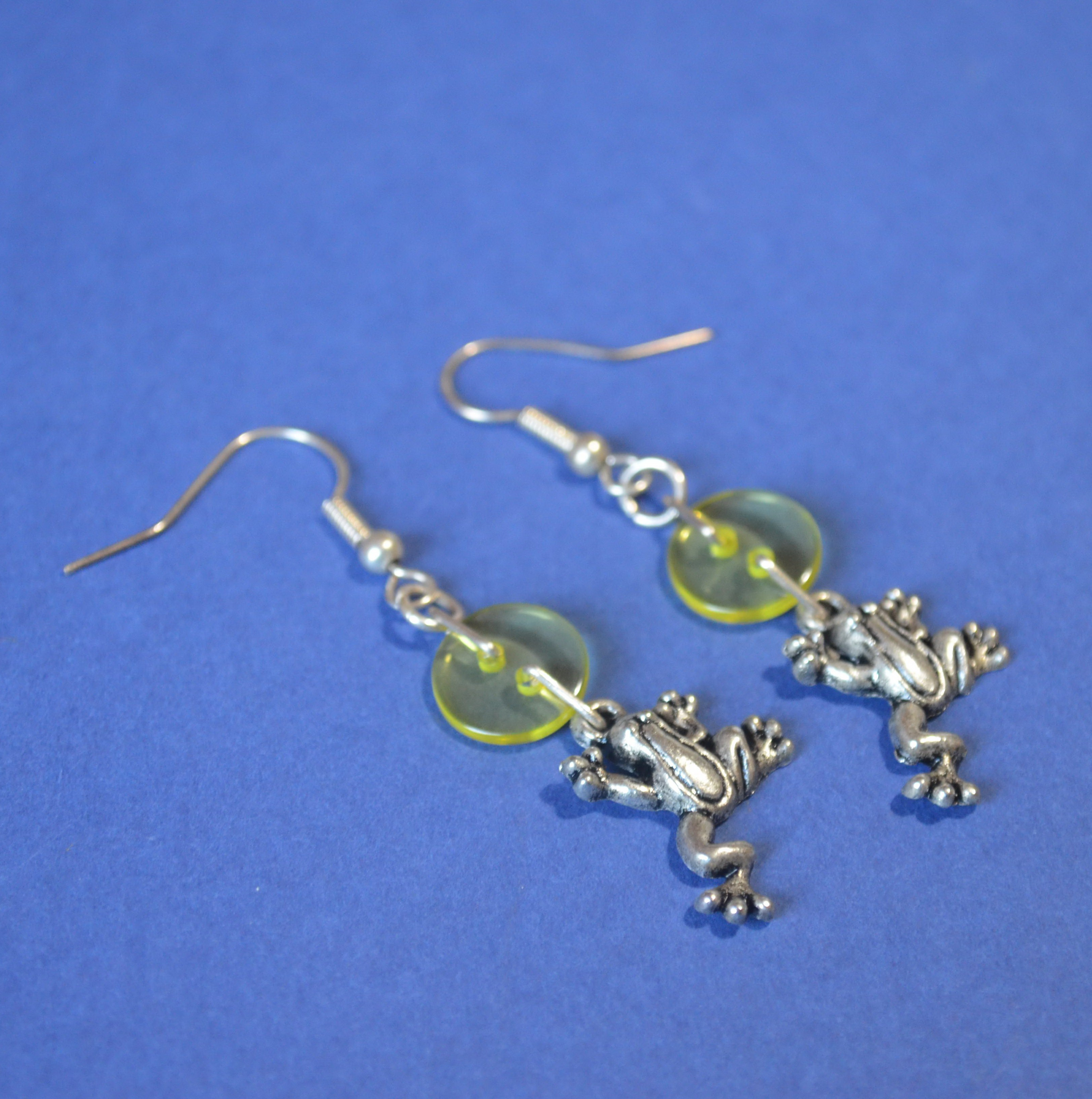 Frog One Button Charm Earrings