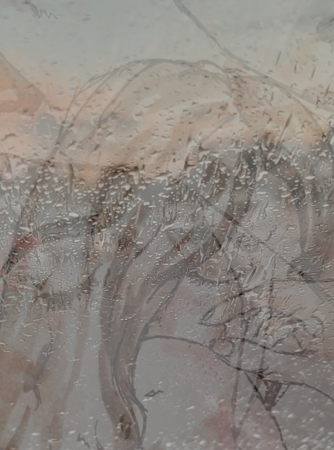 Watercolour & rain double exposure. (2020).