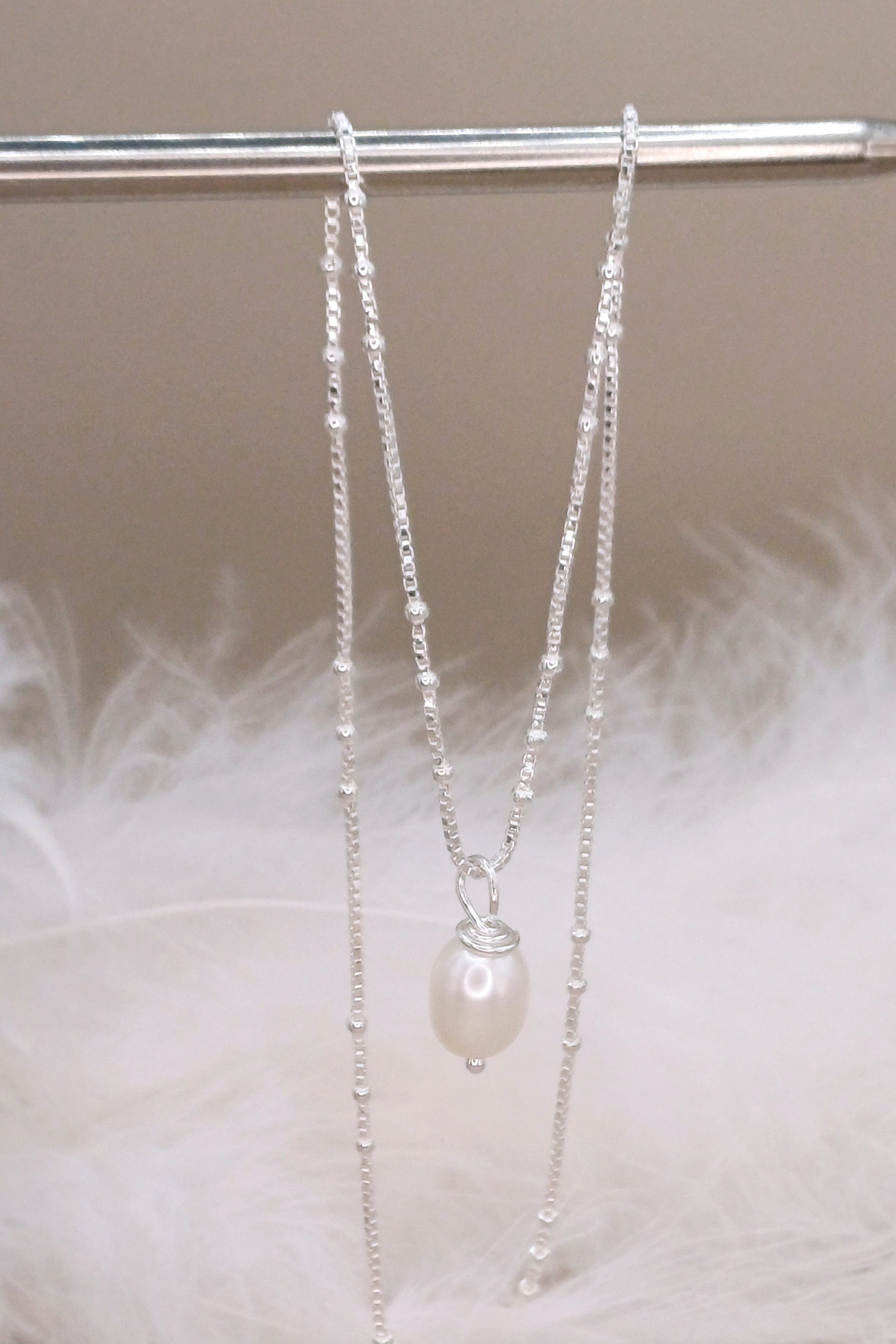 NECKLACES - Sterling Silver Dainty Pearl Necklace