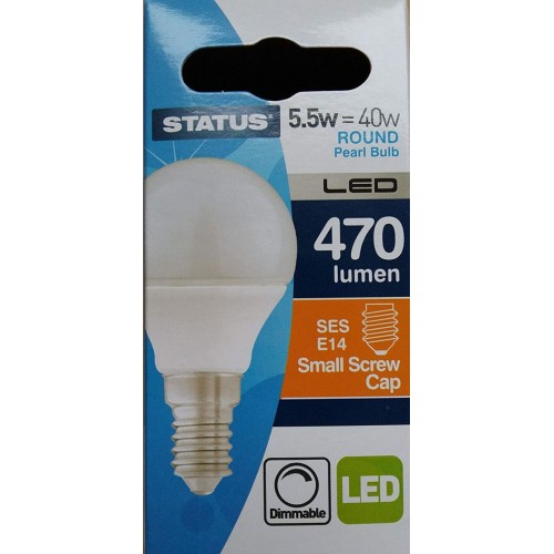 5.5W LED Round Pearl Light Bulb SES Small Screw In E14 40W Dimmable