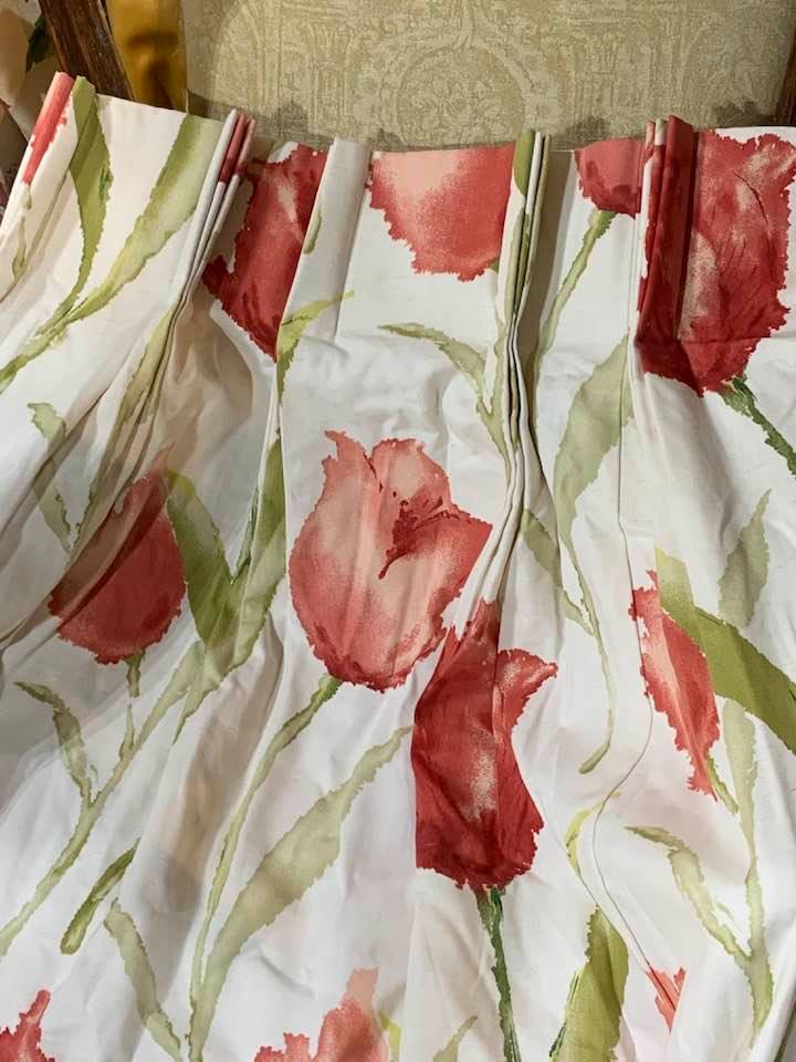 Large Harlequin 'Tulips' Single Pinch Pleat Curtain W165 D229