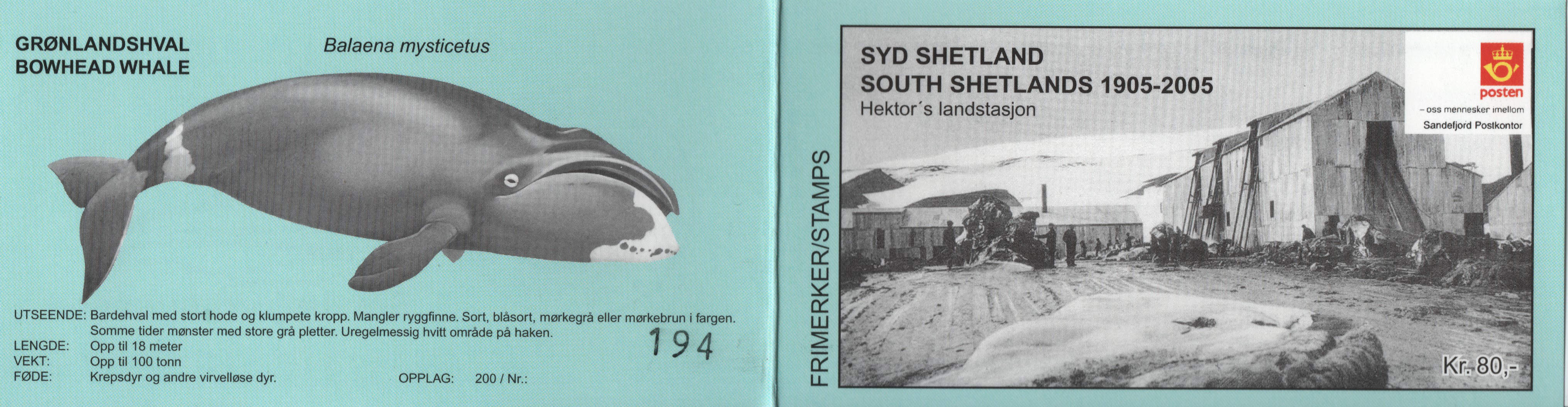 Norway Post Booklet Whaling South Shetlands