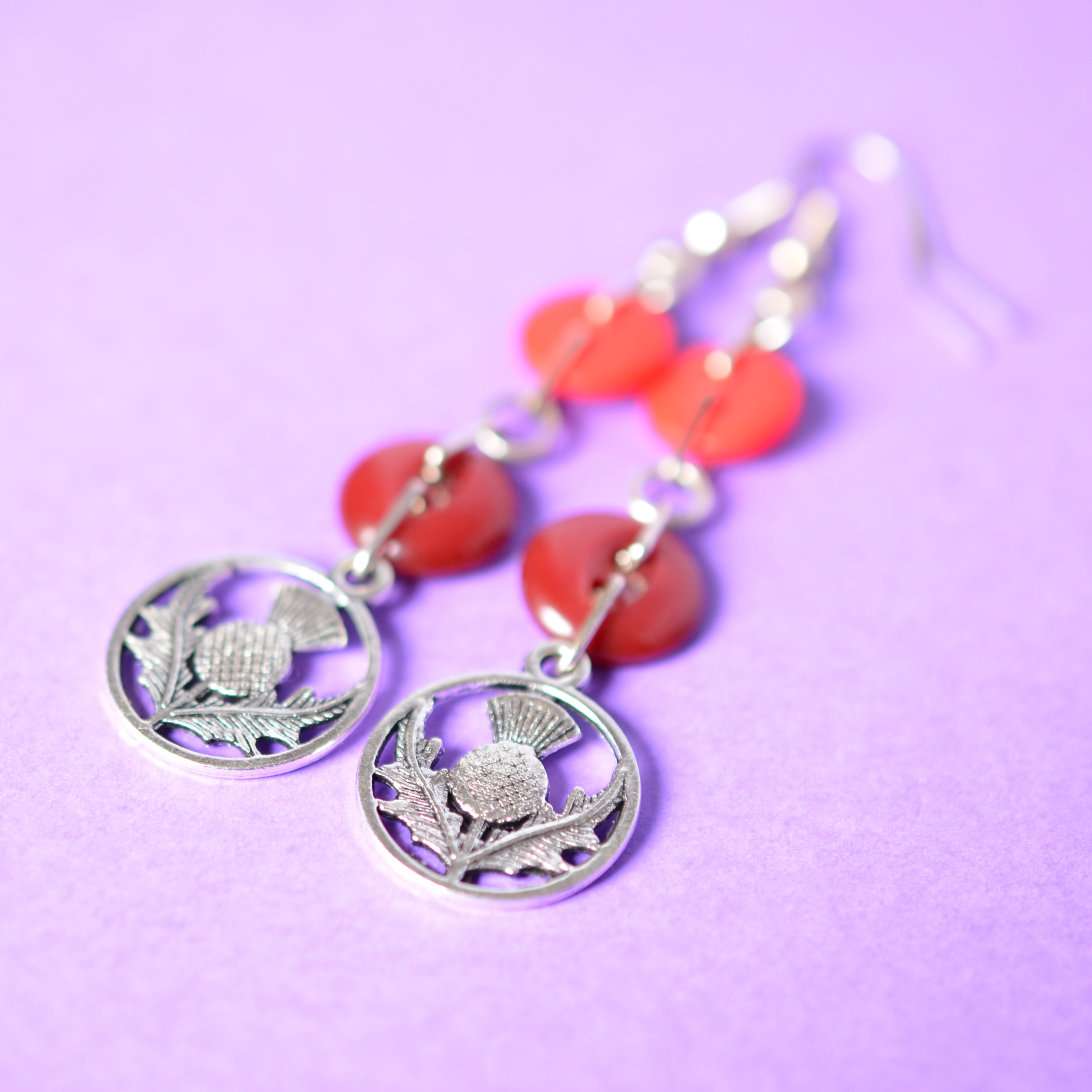 Thistle Two Button Charm Earrings