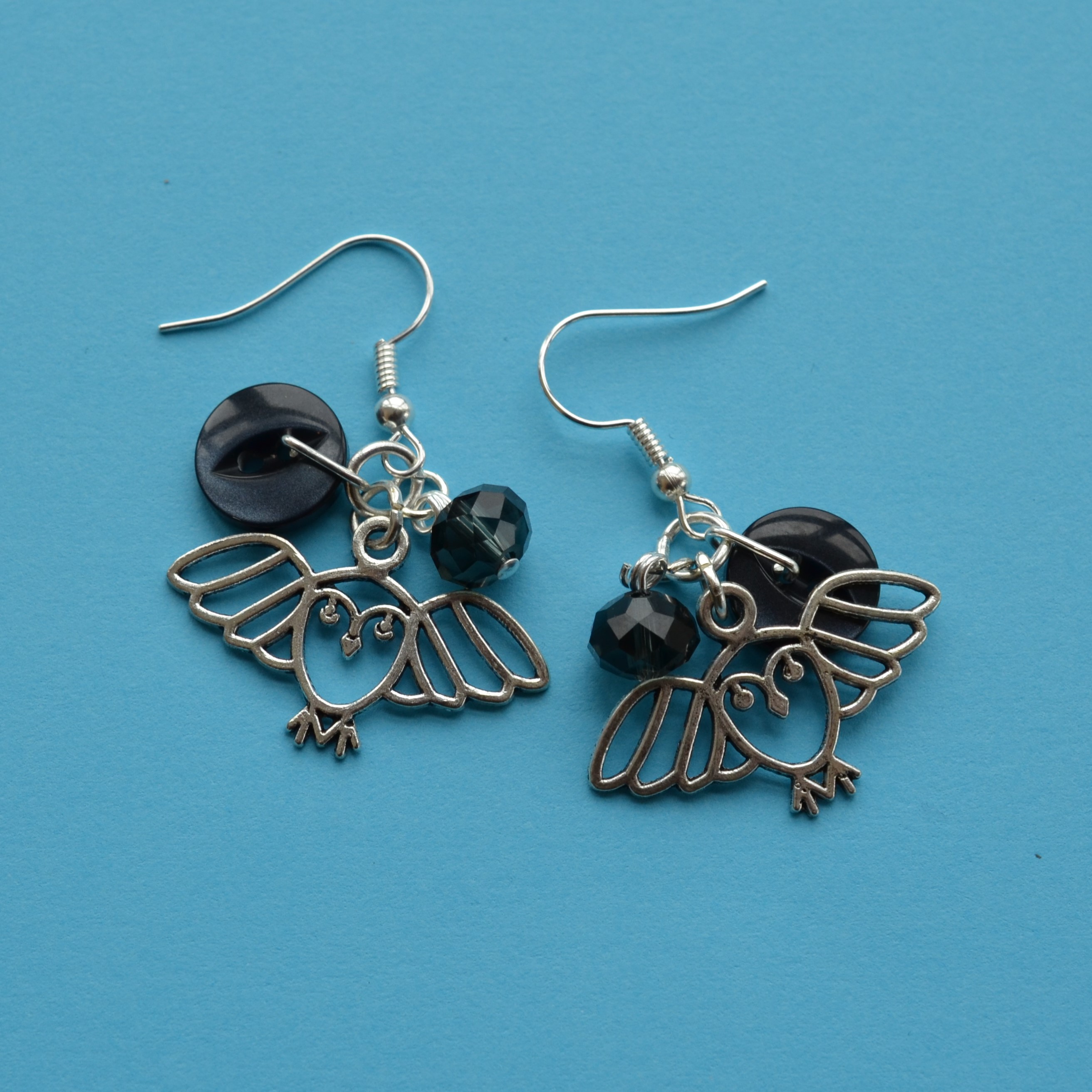 Owl Cluster Button Charm Earrings