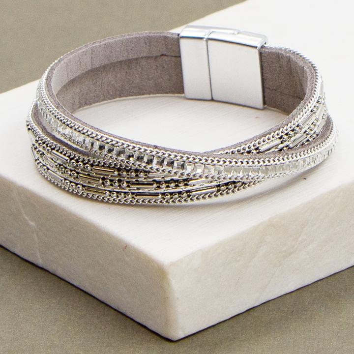 Double Strand Crystal Bracelet in Silver