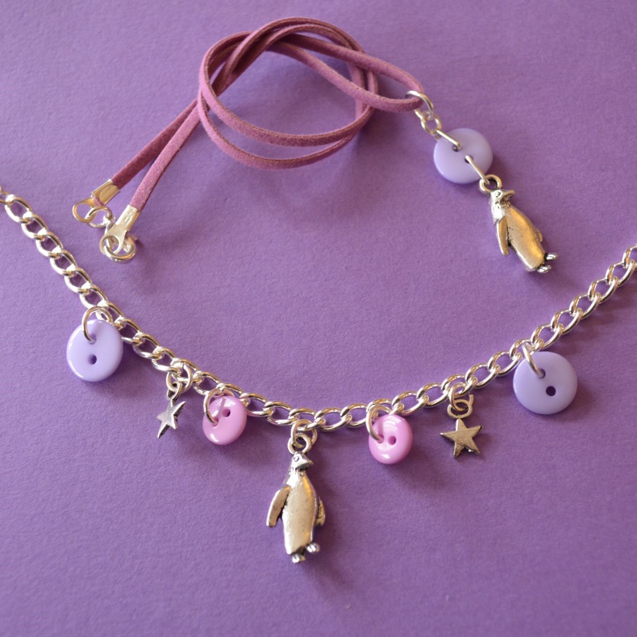 Penguin Child’s Button Charm Necklace