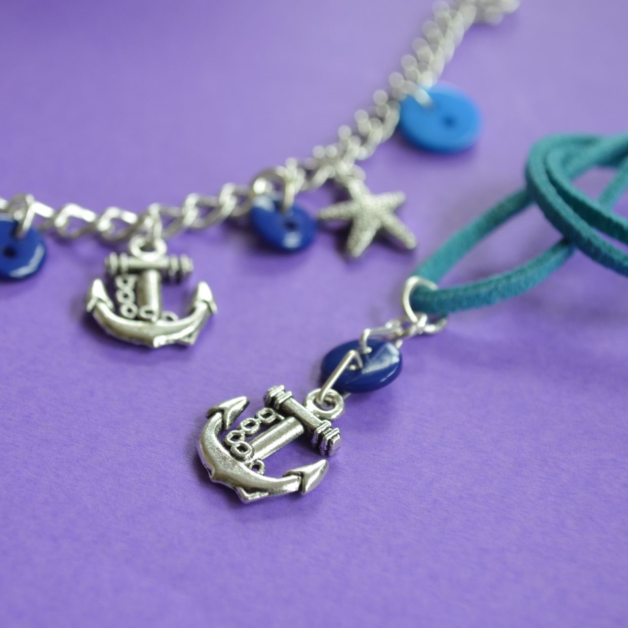 Nautical Anchor Child’s Button Charm Necklace
