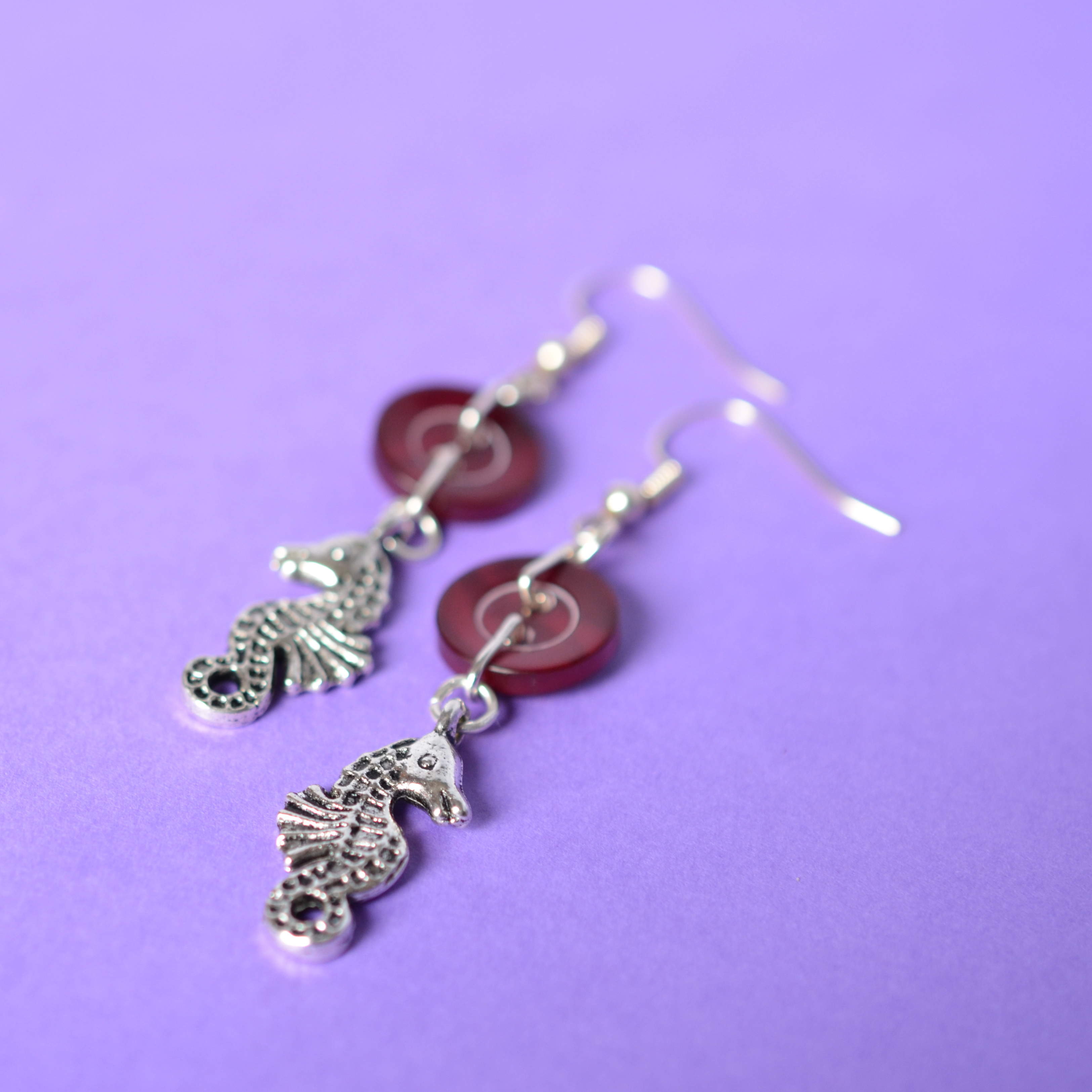Seahorse One Button Charm Earrings