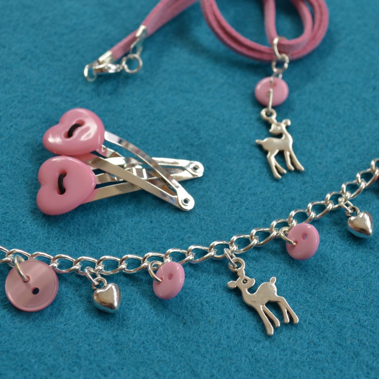 Deer Child’s Button Charm Necklace