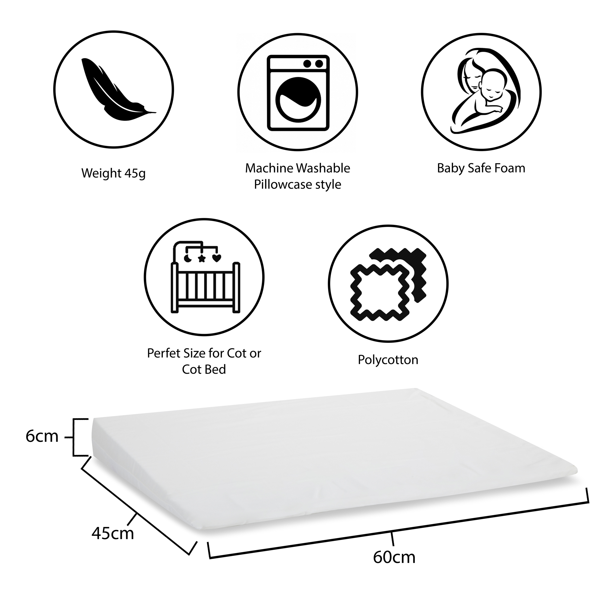 Cot Bed Mattress Wedge With Cover