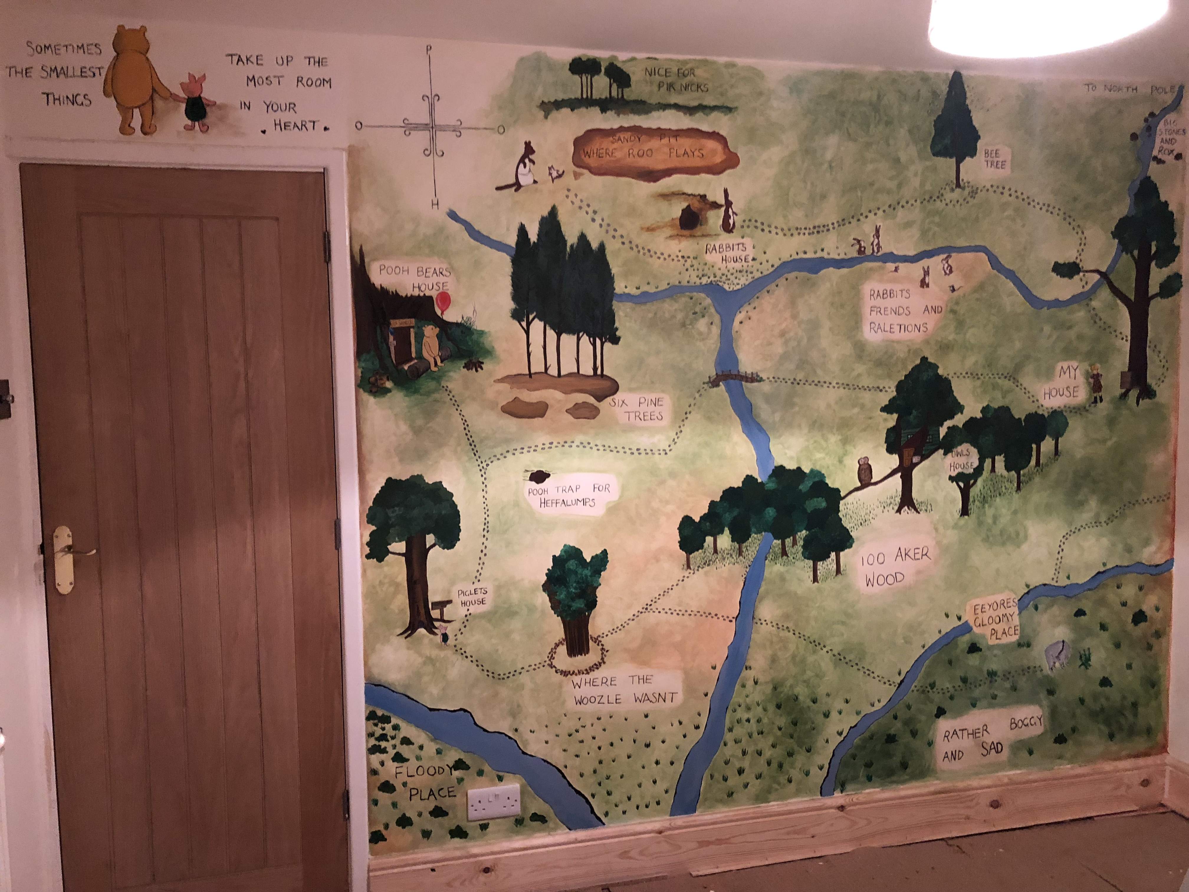 100 Aker woods Map hand painted by Akers of Art