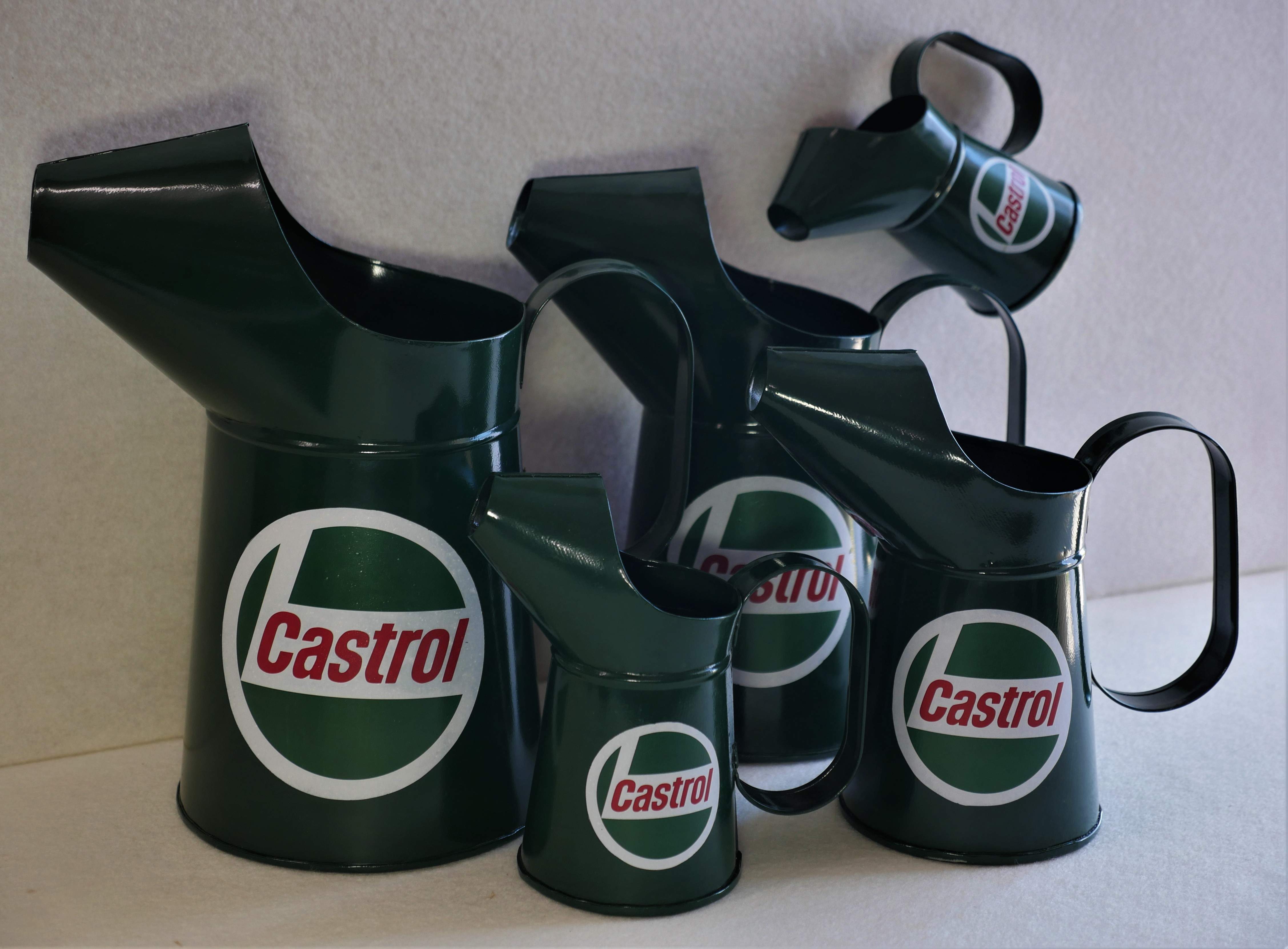 Castrol Oil jugs.