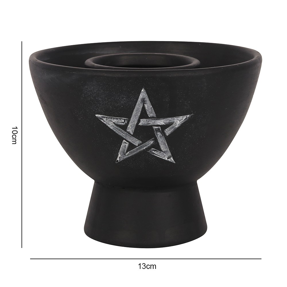 Smudge bowl Black Pentagram - Terracotta