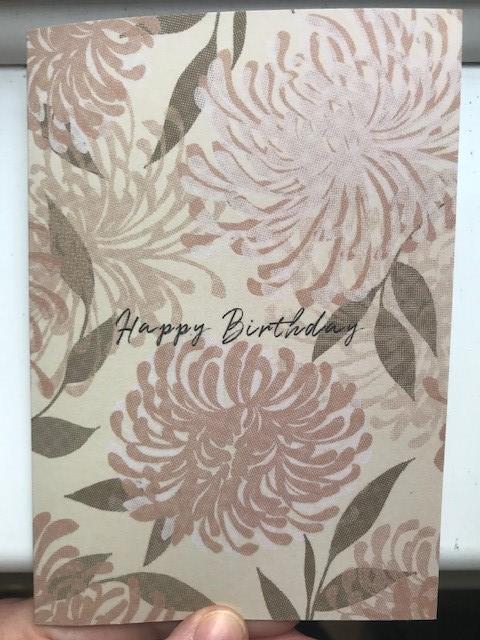 Happy birthday chrysanthemum flower greetings card
