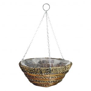 Sisal Rope & Fern Hanging Basket 14 Inch