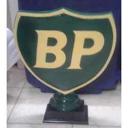 BP replica globe on wood