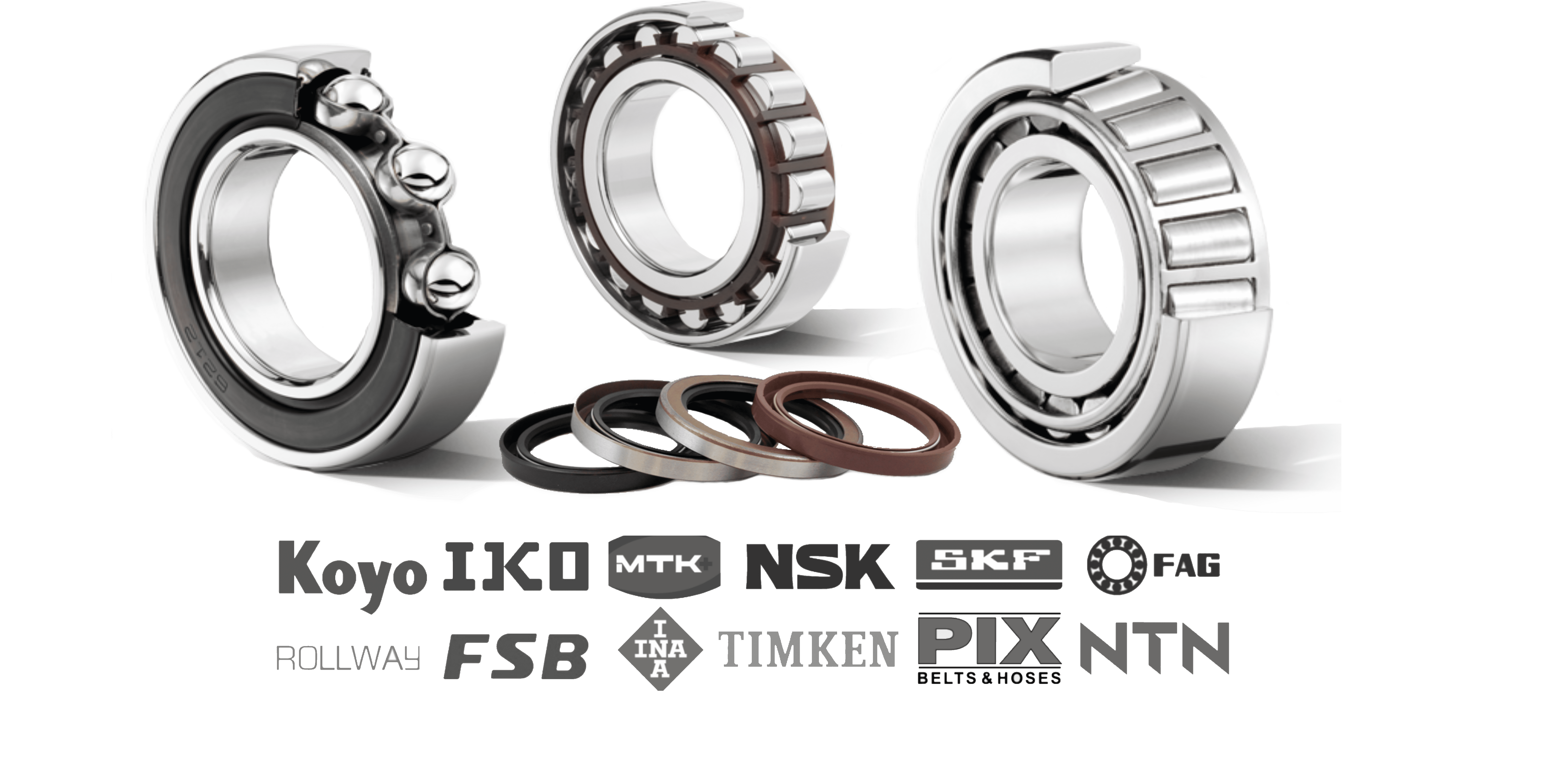 Cylindrical roller bearing, deep groove roller bearing and a tapered roller bearing with world leading manufacturer logos