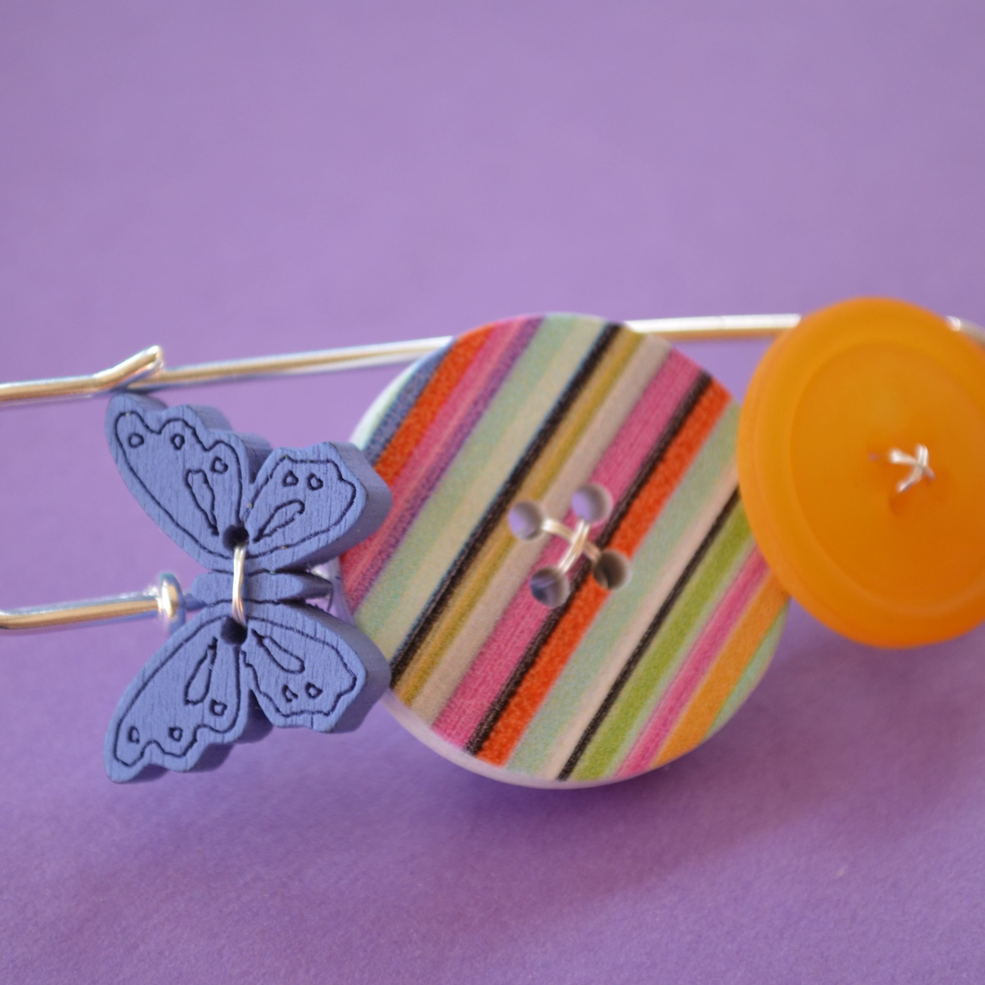 Coloured Butterfly Large Kilt Pin Brooch