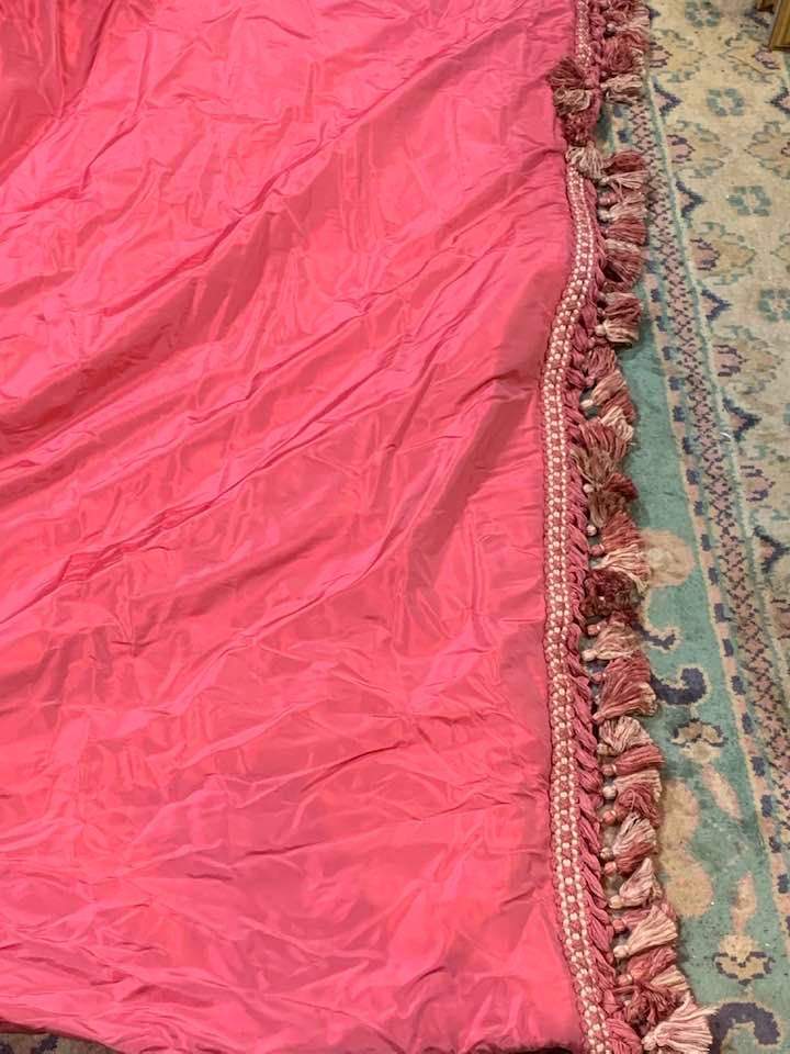 Long Pink Goblet Pleat Interlined Silk Curtains W218 D279