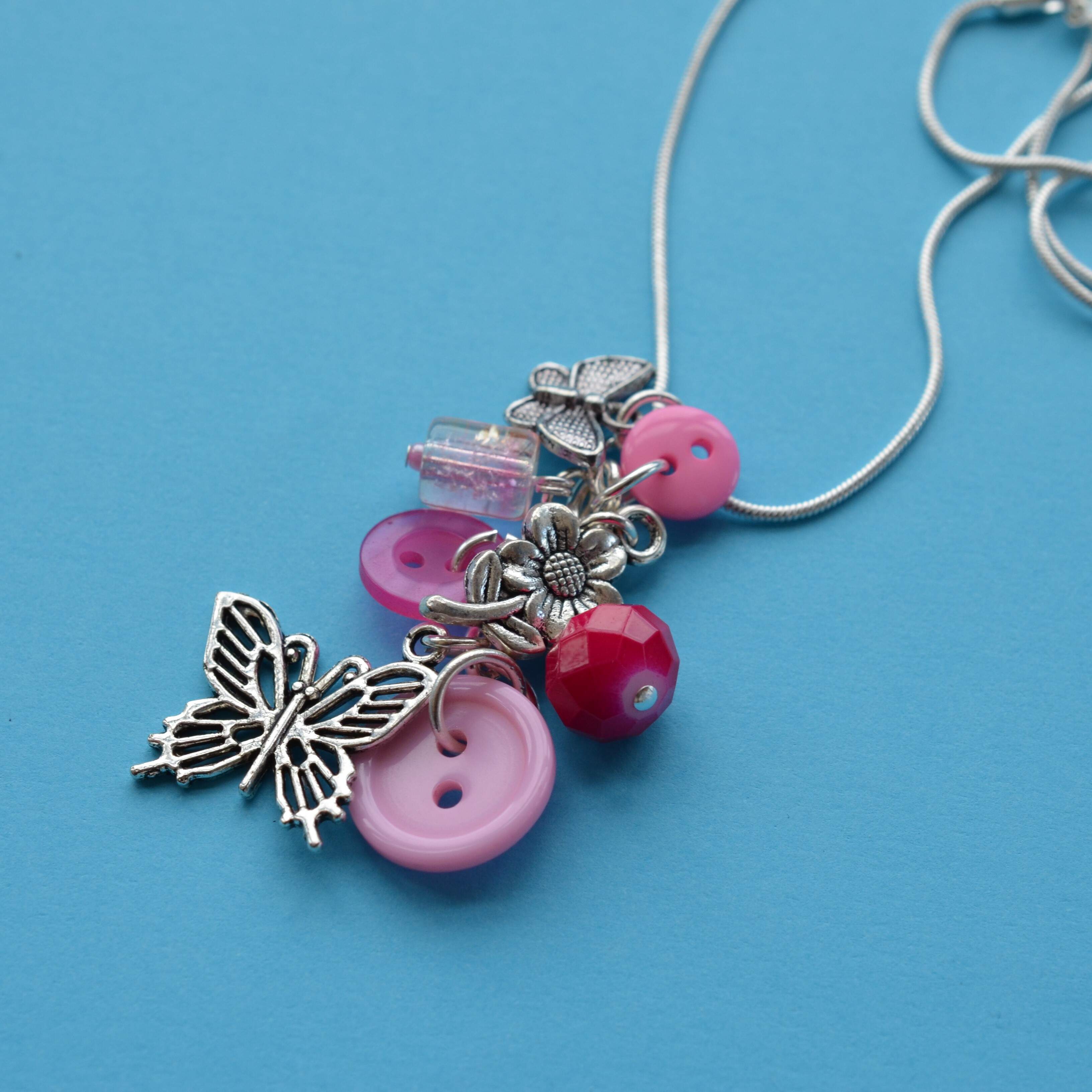 Butterfly Cluster Button Pendant