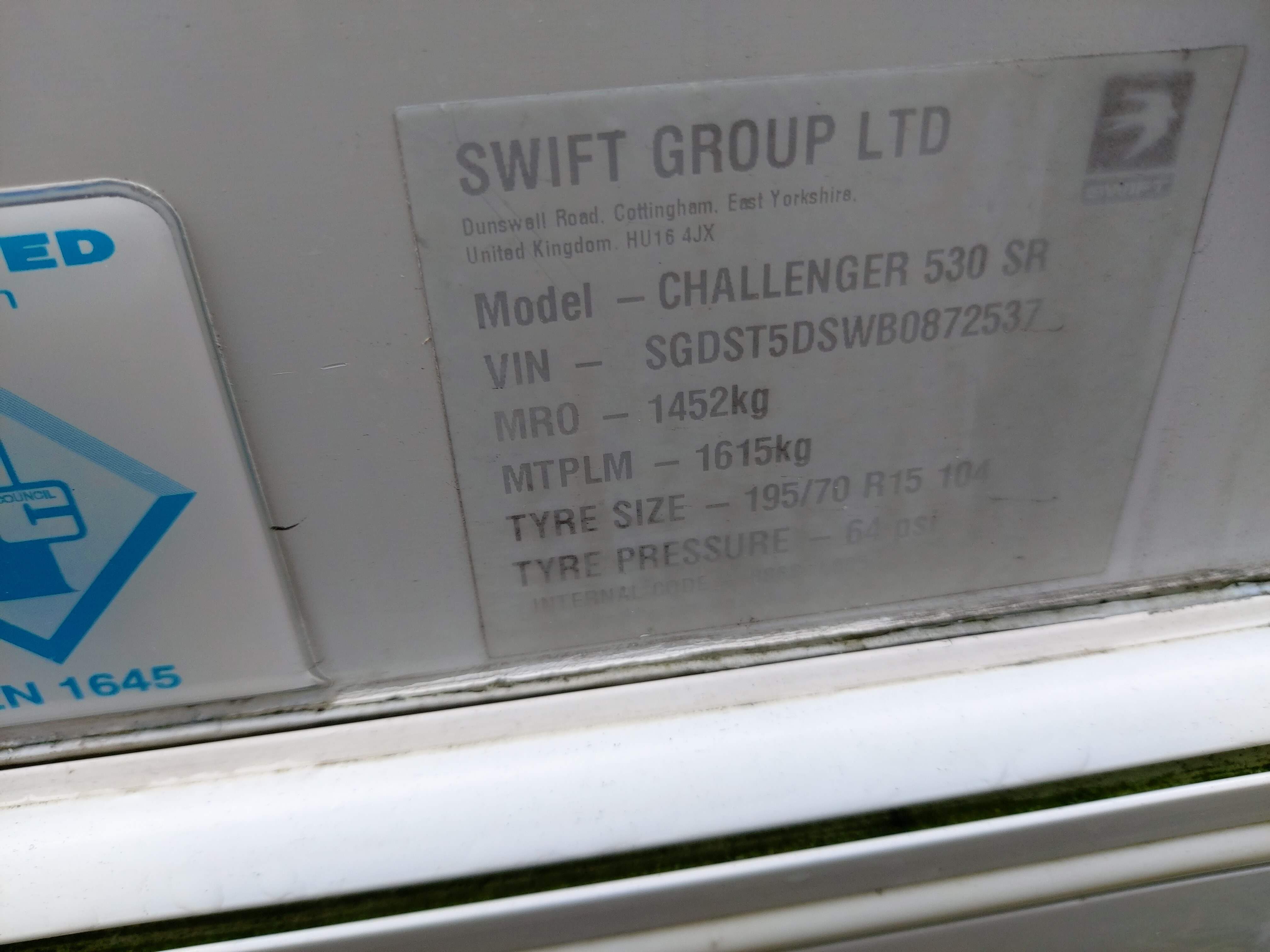 NOW SOLD 2011 Swift Challenger 530 4 Berth Side Dinette End Washroom Caravan, Motor Mover