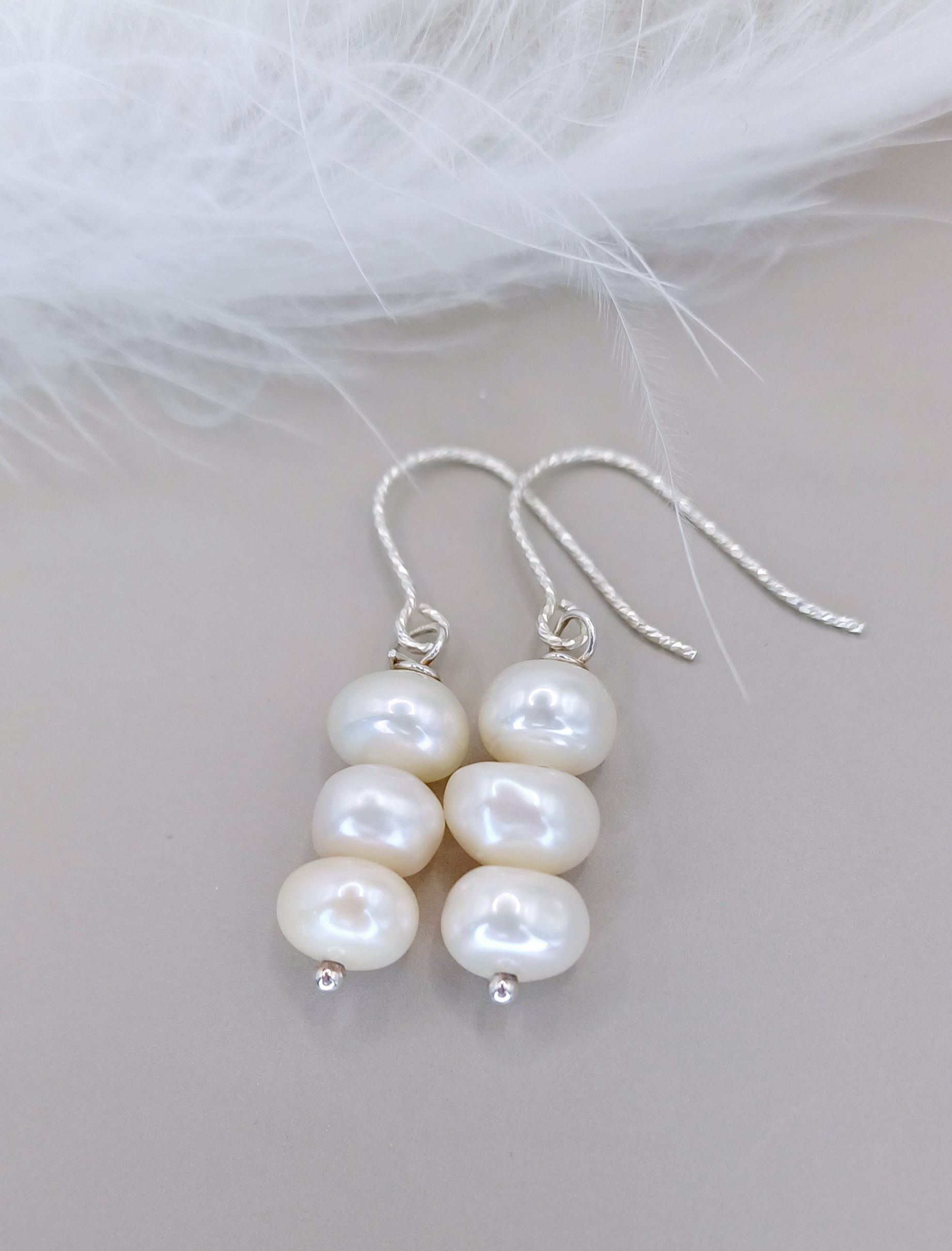 EARRINGS - Sterling Silver Button Pearl Earrings