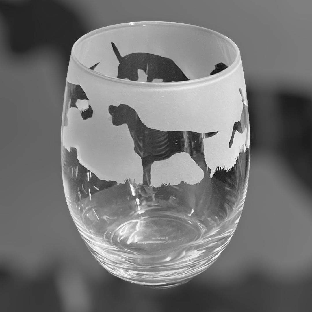 Water Glass ENGLISH POINTER Frieze Boxed 36cl Crystal Stemless Wine 