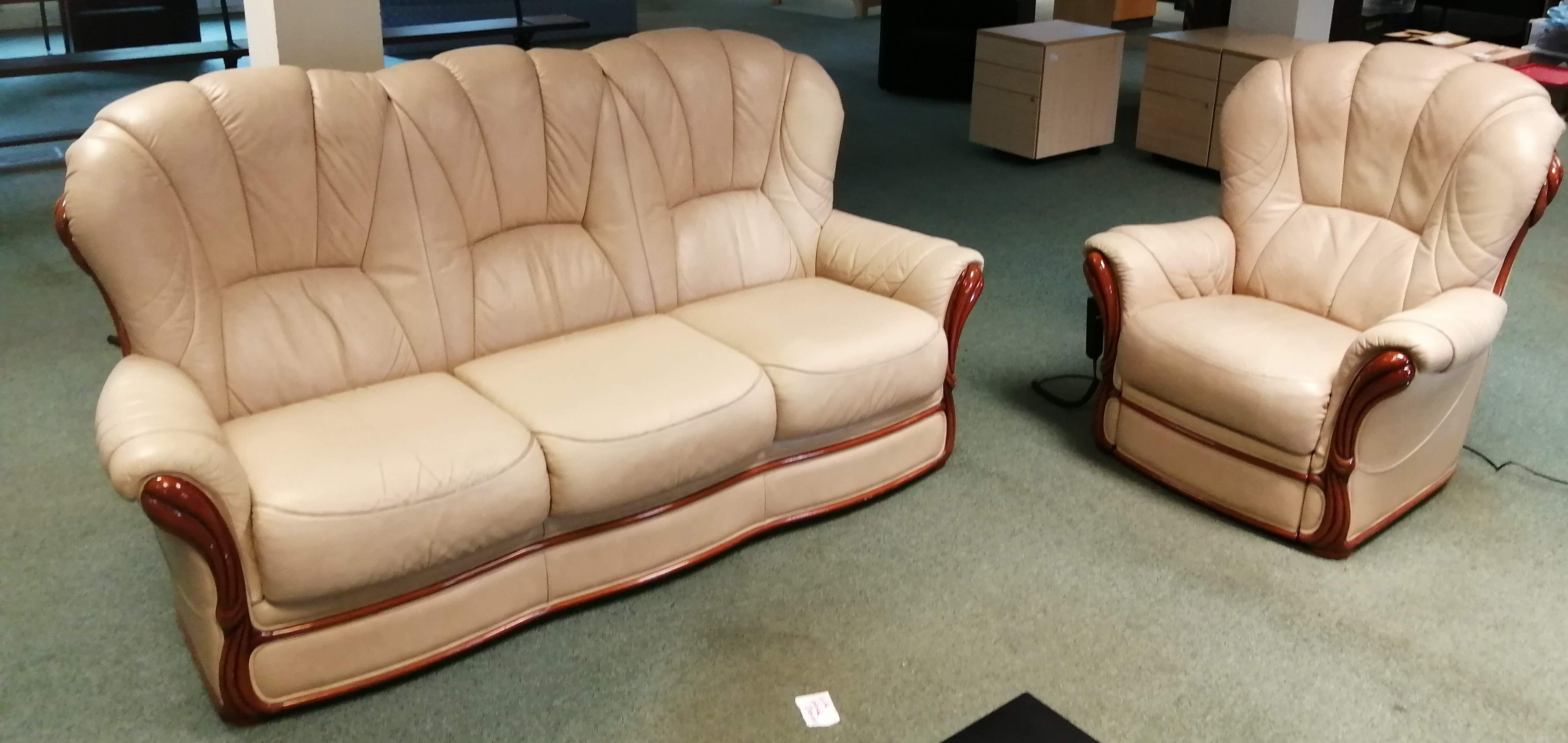 Cream Leather Sofa and Electric recliner chair