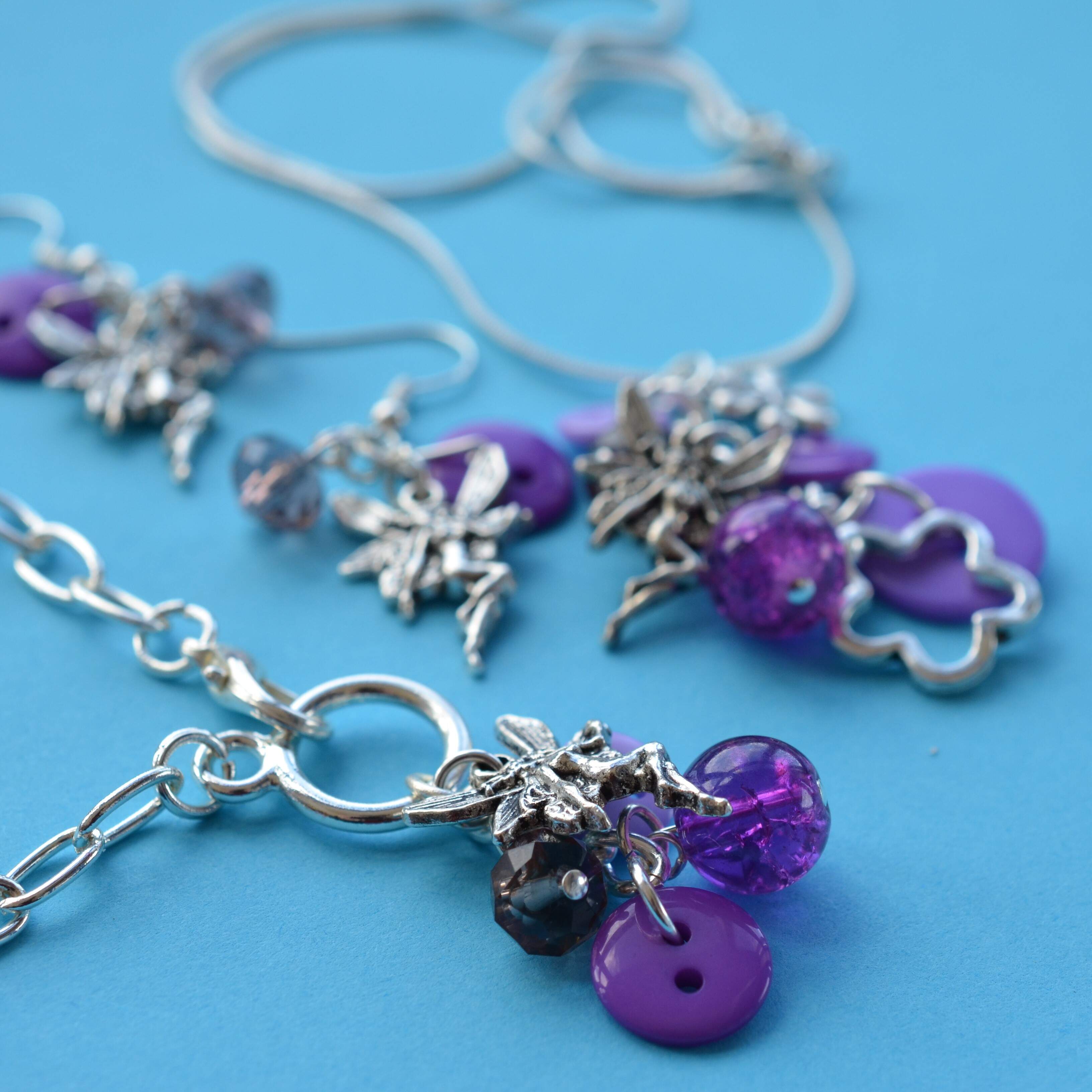 Garden Fairy Cluster Button Charm Bracelet