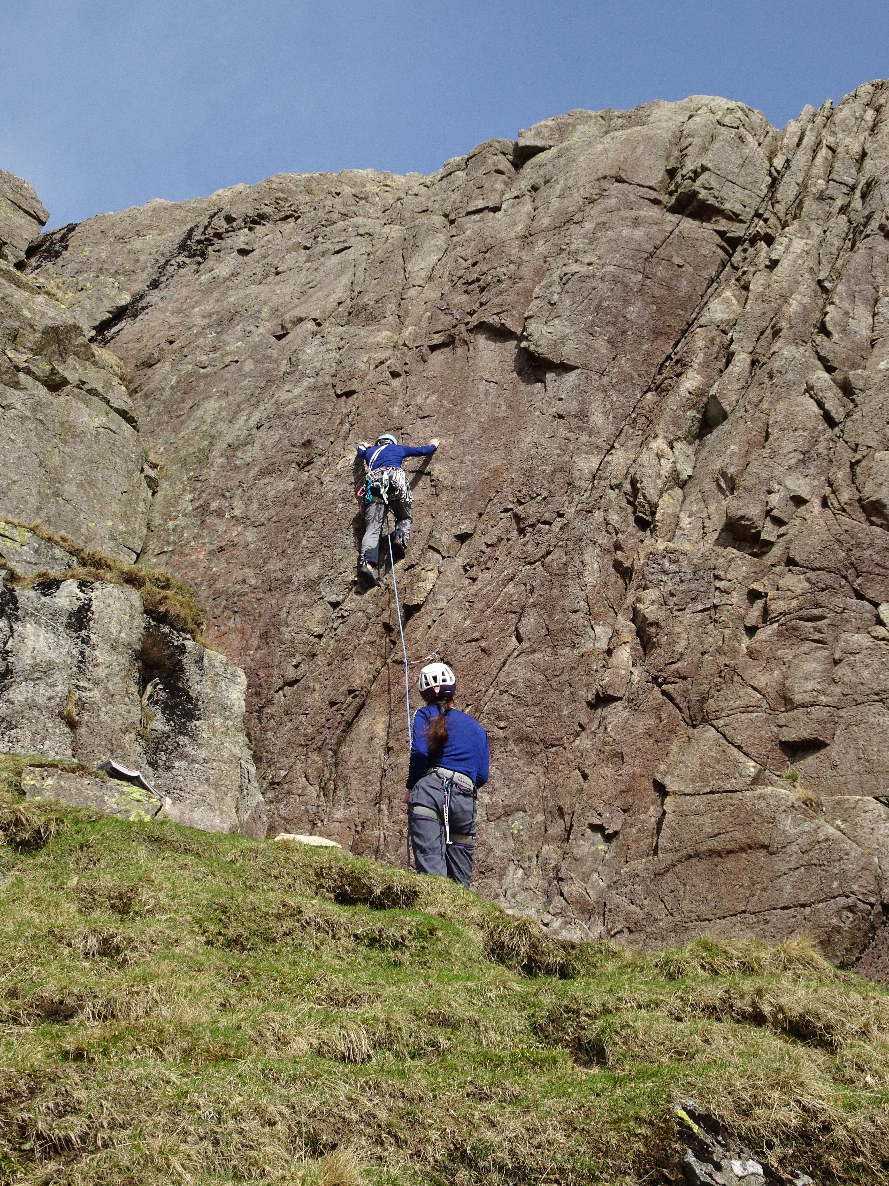 Lead climbing on trad routes
