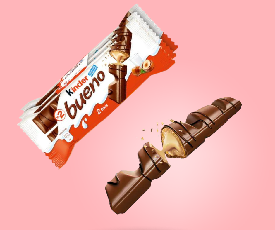 Bueno                   Delicate chocolate bar with an indulgent taste. Melt-in-the-mouth pieces promises creamy hazelnut, smooth chocolate and crispy wafer ice cream tray